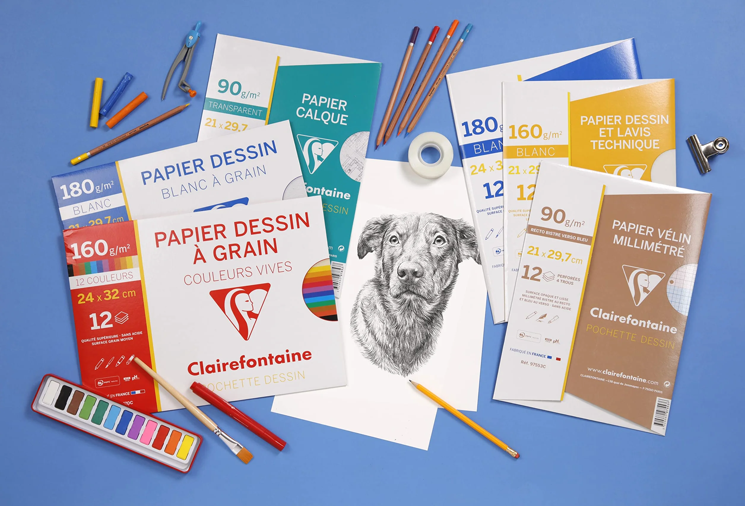 Clairefontaine Pochette Dessin Scolaire Papier Calque A4 21x29,7 cm 90/95g 12 Feuilles