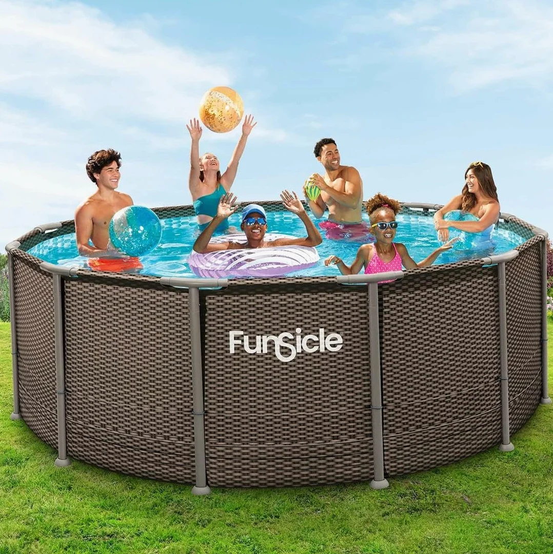 FUNSICLE Piscine Tubulaire Ronde Marron Ø3,66m x h1,22m