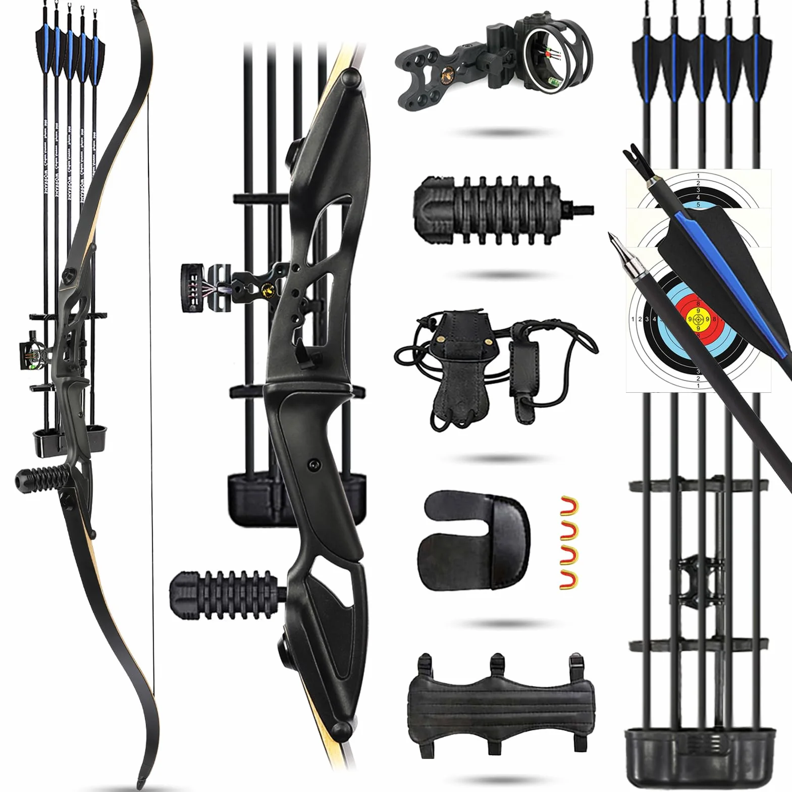 Ensemble Arc RecurveDémontable 56 Pouces 30 40 lbs Arc Recurve Ensemble de tir à l'arc Arc Recurve pour Adultes Kit Complet de Tir à l'arc avec Flèches Arc Recurve de Chasse