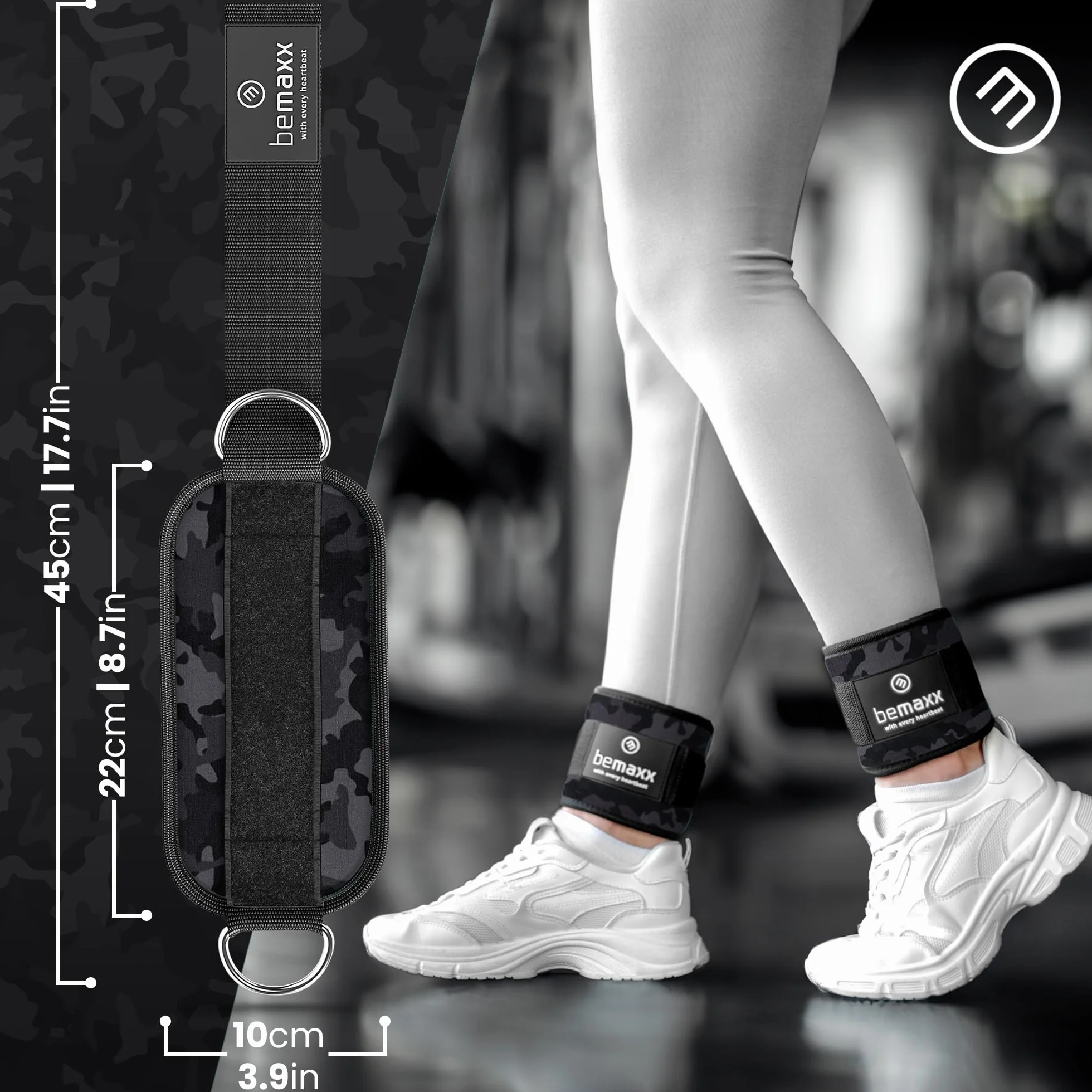 Sangles de Cheville pour Musculation avec Guide E-Book, Ankle Strap Cable Machine, Taille Unique, Jambes Fessiers