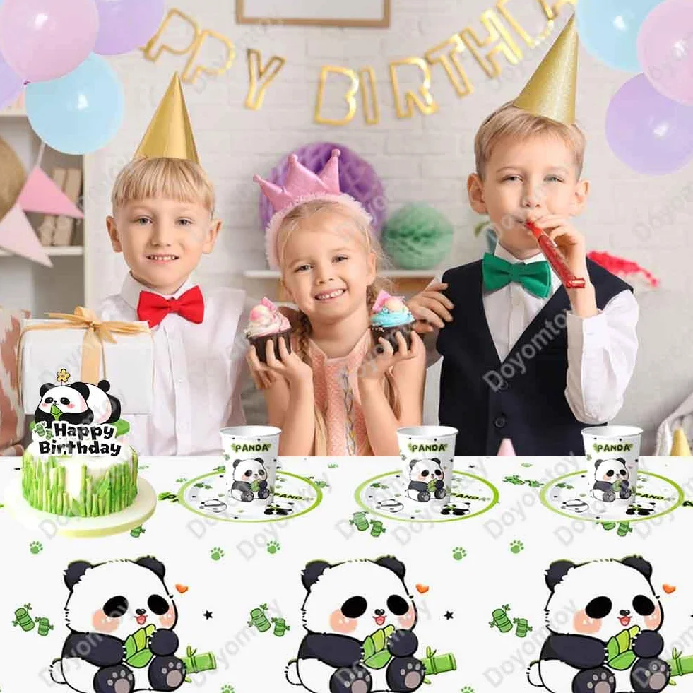 Vaisselle de Fête Panda Anniversaire Set Assiettes Papier Serviettes Tasses 20 personnes