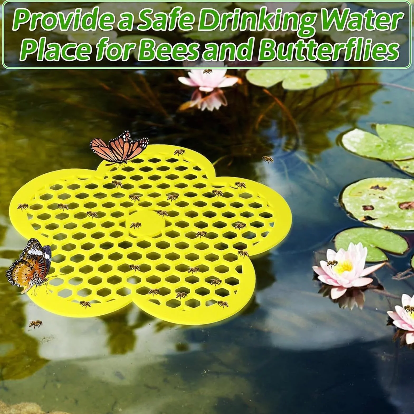Île Flottante Aux Abeilles Distributeur d'eau Plateau Station Abreuvement Abeilles Plateau Flottant Nid d'abeille Abreuvoir Extérieur Insectes