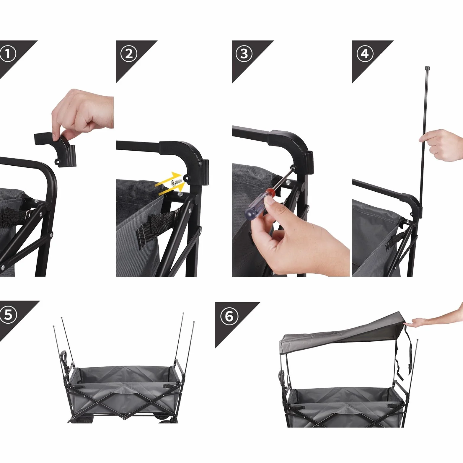 Auvent pliable pour chariot de jardin Oxford 600D Gris résistant à l'eau