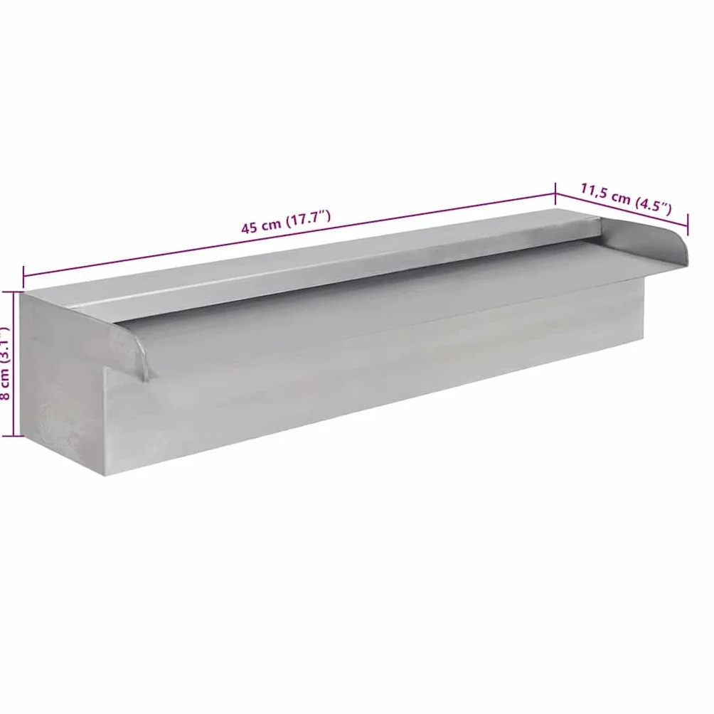 Lame d'eau rectangulaire 45 cm Acier inoxydable pour piscine