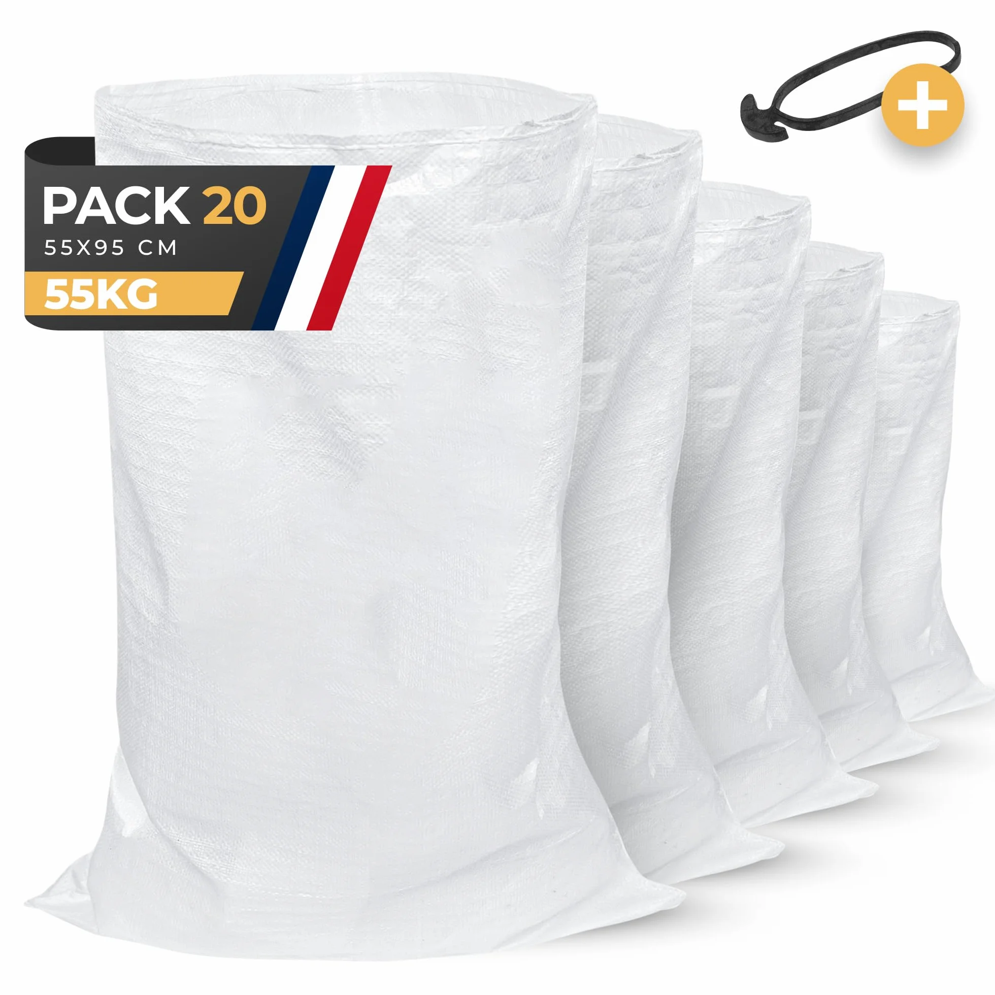 Sac à Gravat 55 x 95cm 55 kg Polypropylène 20 UNITÉS