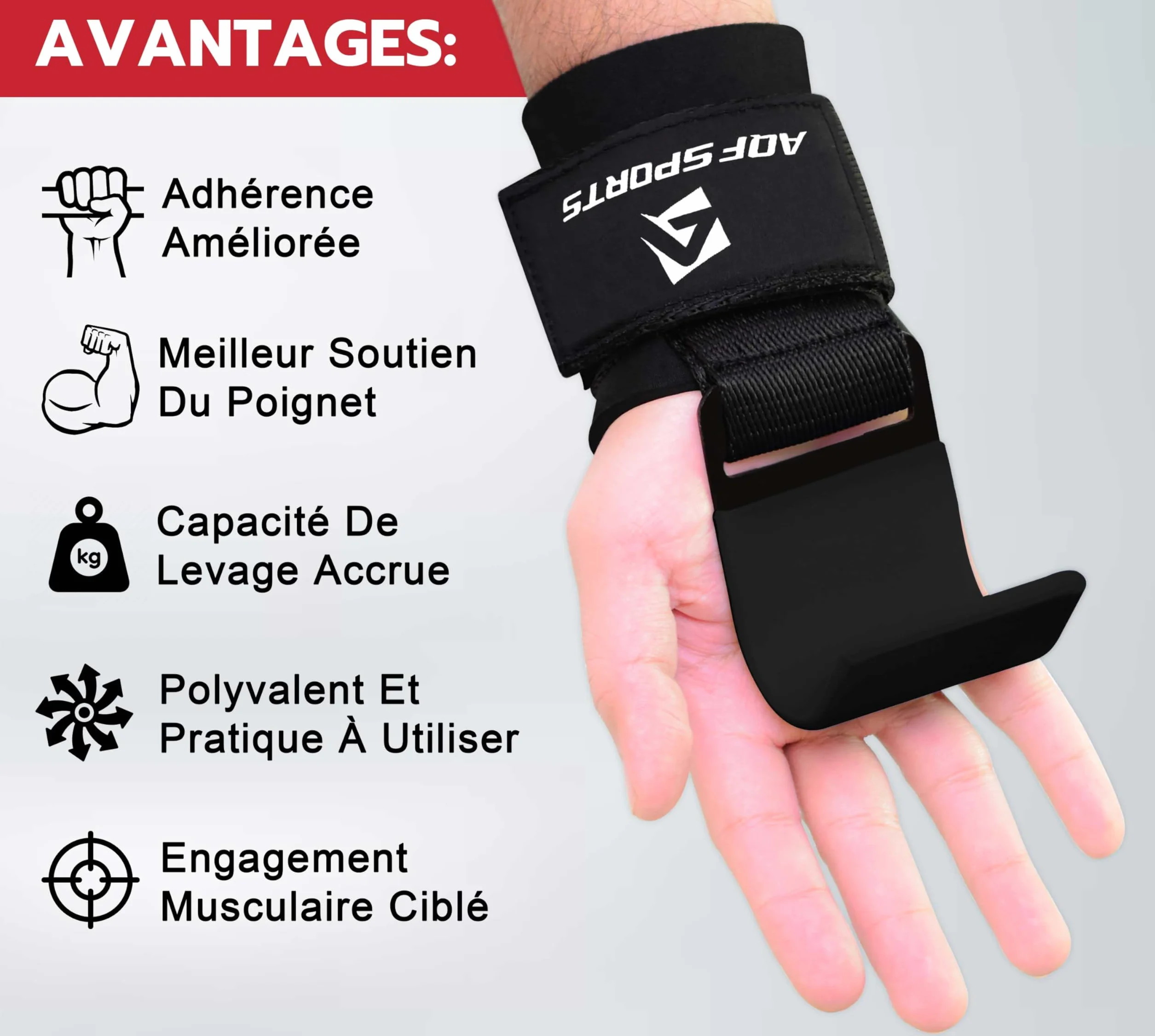 Sangle Musculation Crochet Poignées Revêtues Caoutchouc Antidérapant Néoprène Rembourré 8 mm Levage Tirage Barre Haltérophilie Soulevés Terre Gym