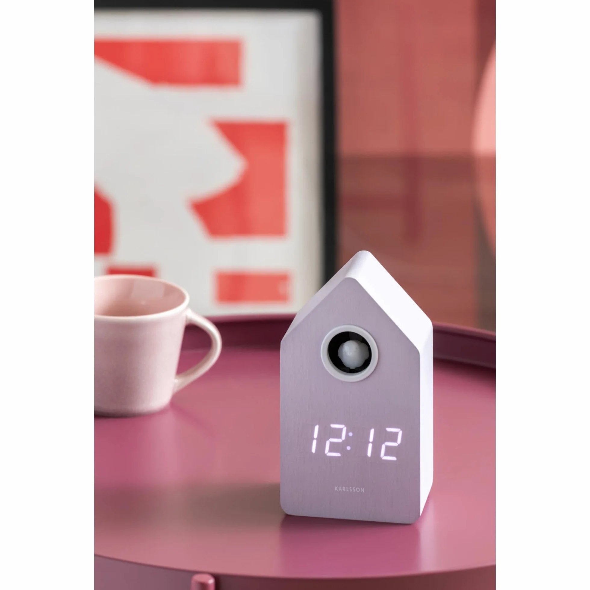 Karlsson Cuckoo Réveil LED rectangulaire en bois Violet 9 x 9 x 15,8 cm