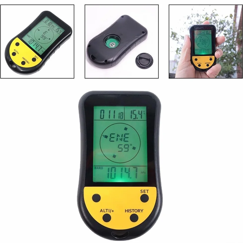 Altimètre numérique pour voiture, altimètre, thermomètre hygromètre, écran LCD rétroéclairé, altimètre numérique pour camping en plein air