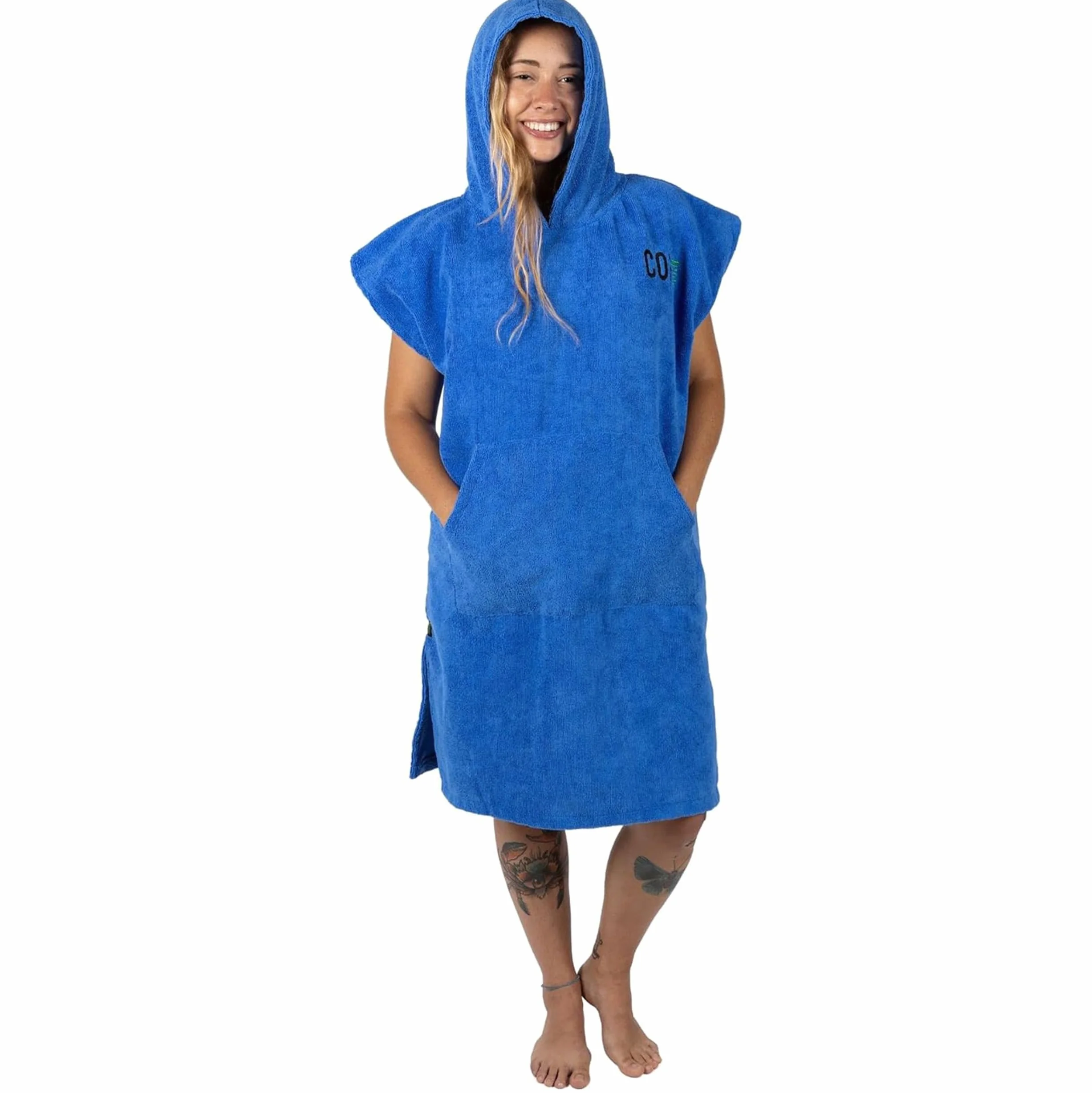 COR Surf Poncho de Surf et Bain Adulte | Serviette de Plage Peignoir pour Hommes et Femmes de (M Bleu)