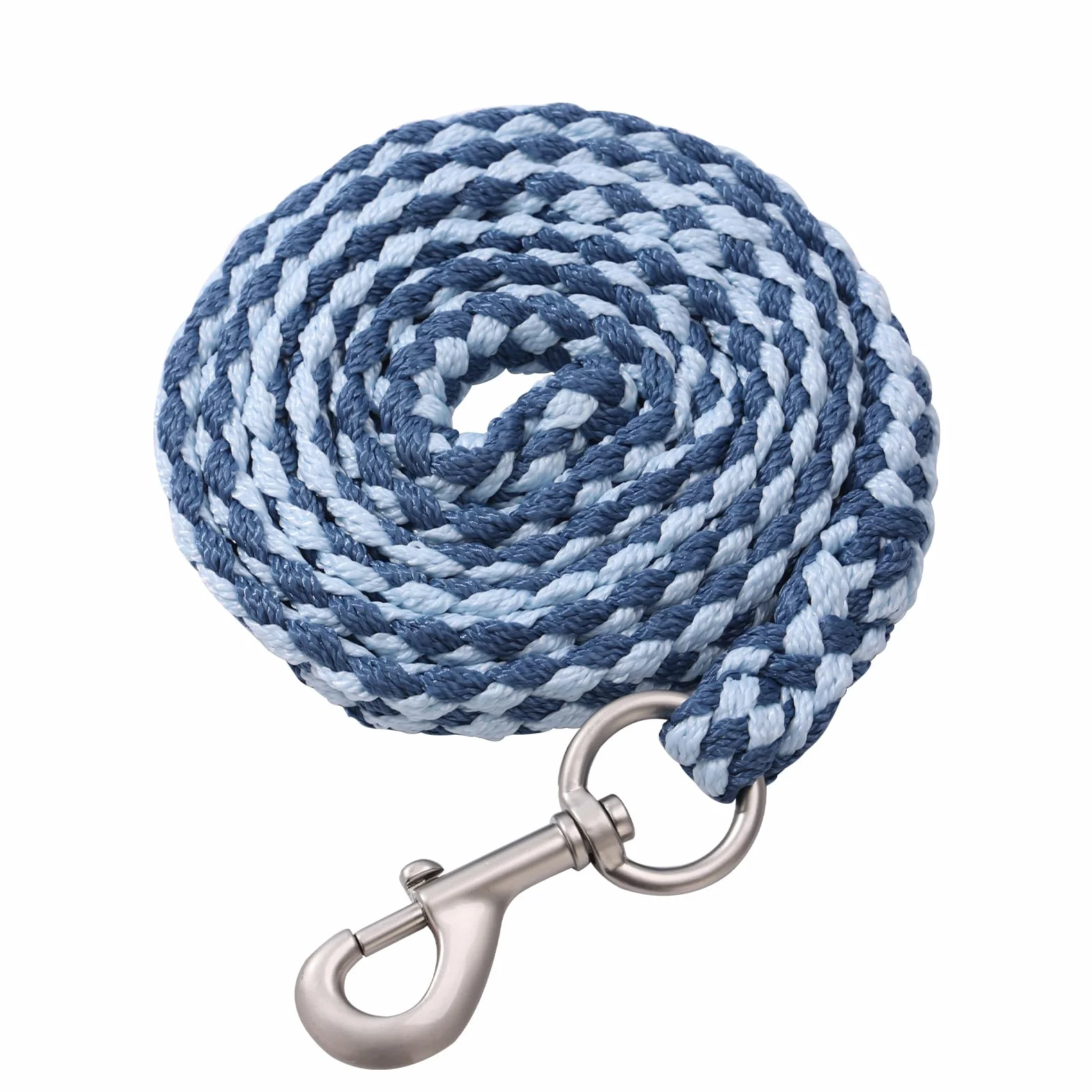Longe pour cheval - Longe de fixation dans différents designs élégants - Laisse de fixation pour poney, âne, chèvre - Longue corde avec mousqueton (bleu clair et gris)