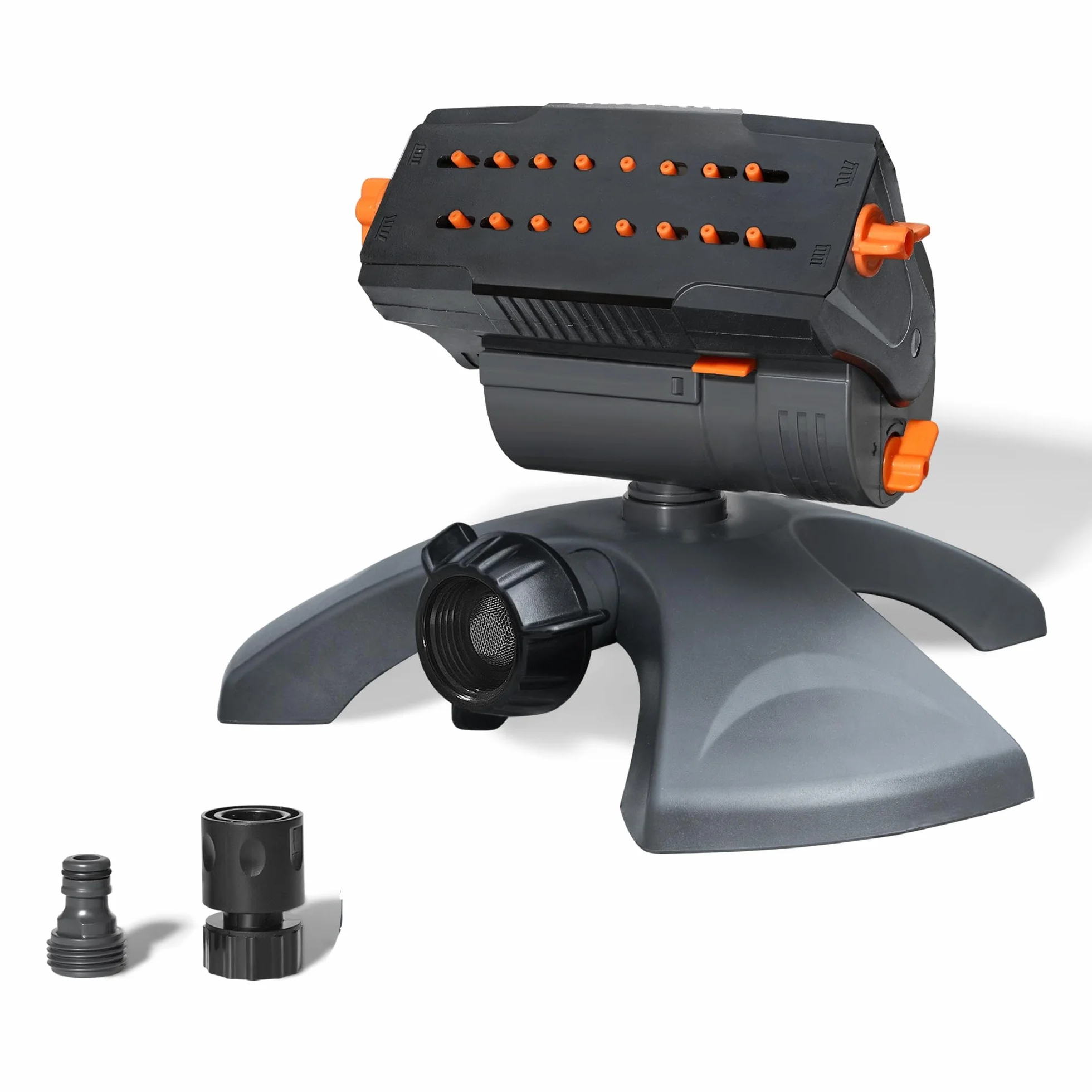Diivoo Arroseur Oscillant 16 Buses, Arroseur de Jardin Automatique à Gazon avec Raccord Rapide, Gris