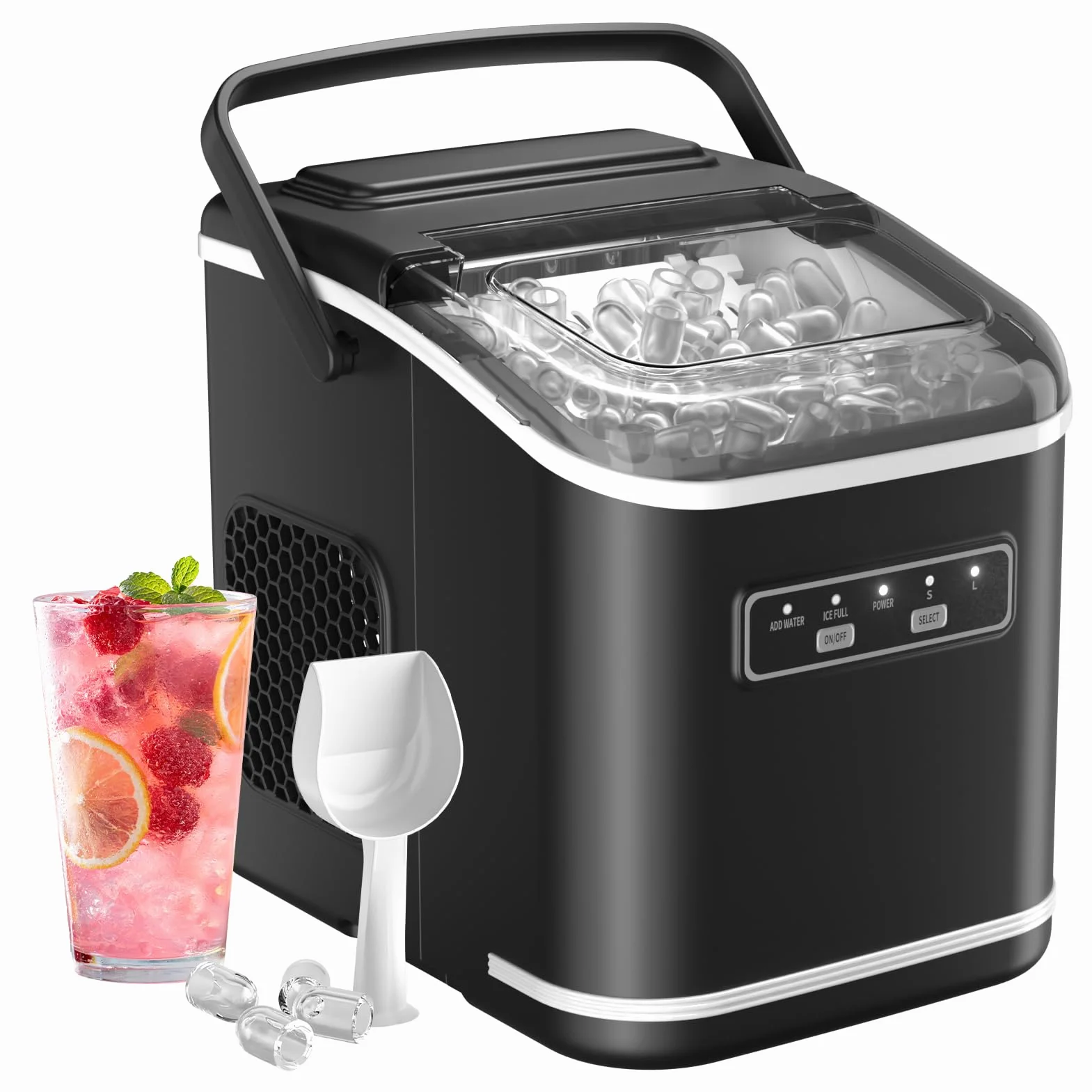 Acmeenjoy Machine à Glaçons 12kg/24h Autonettoyante Portable 9 Glaçons 6-8 Min