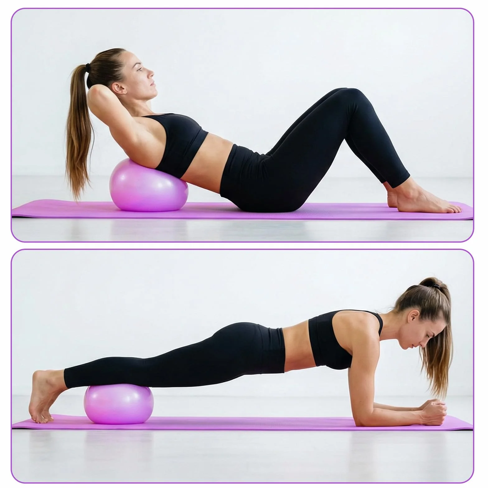 7 Pièces Kit Pilates Maison Accessoire Pilates Femme Kit: Yoga Ball, Resistance Bands, Pilate Ring, Yoga Band, Pompe à air pour l'Entraînement à Domicile et en Studio