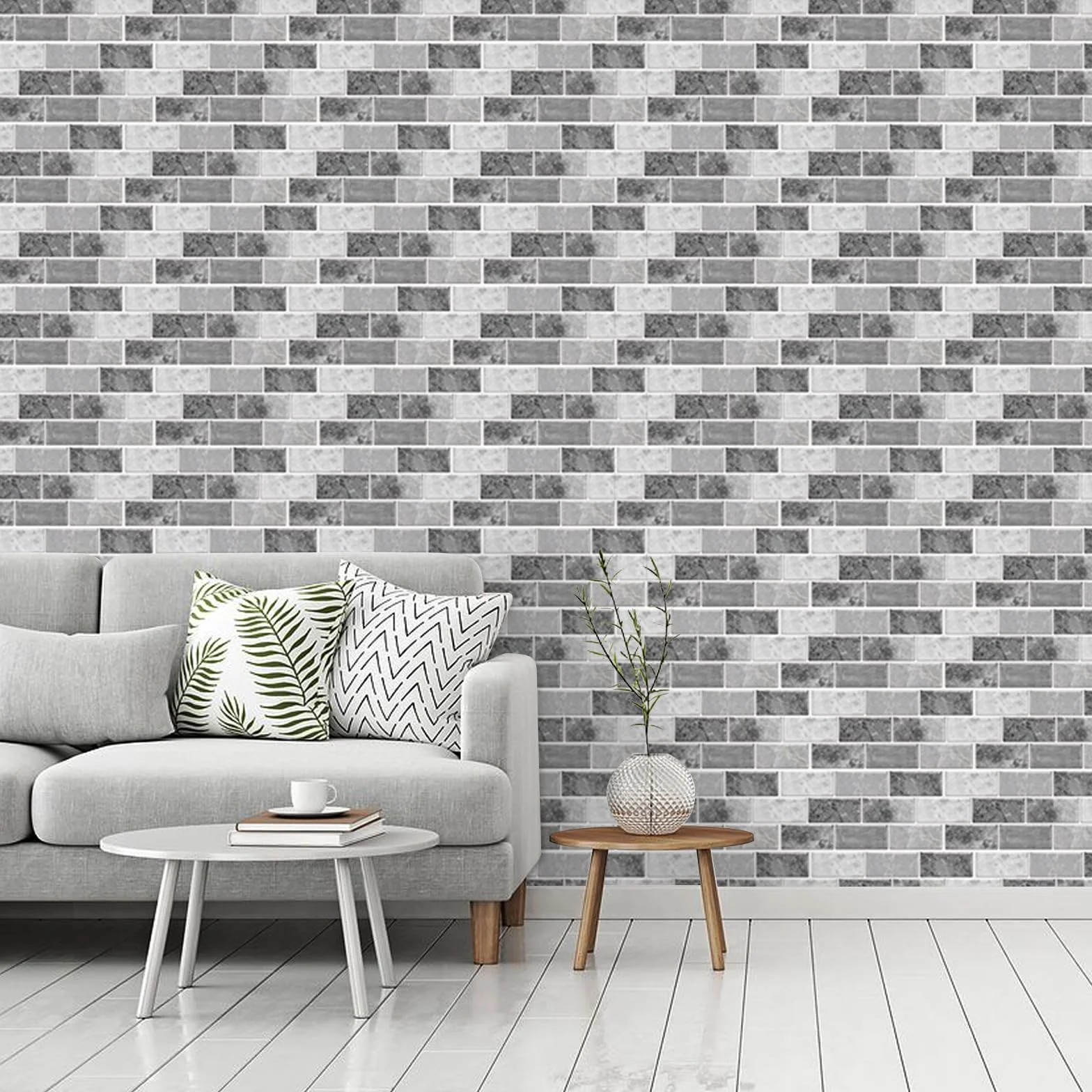 Hode Credence Adhesive Cuisine Pierre Grise 12 Pièces Carrelage Adhesif Mural Imperméable 15x30 cm