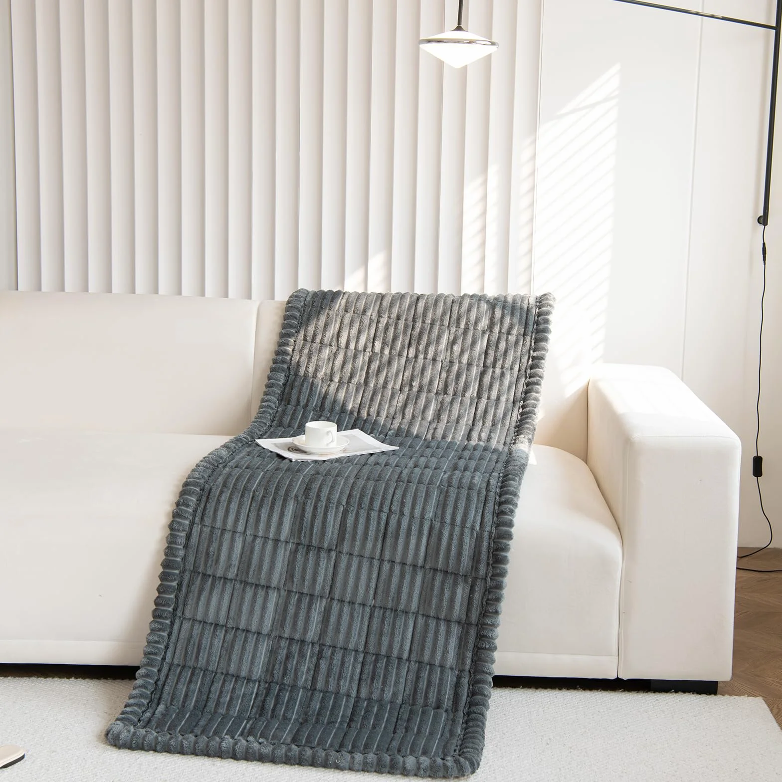 Housse de Canapé Lavable Velours Côtelé Doux Universel Antidérapant 70x210cm