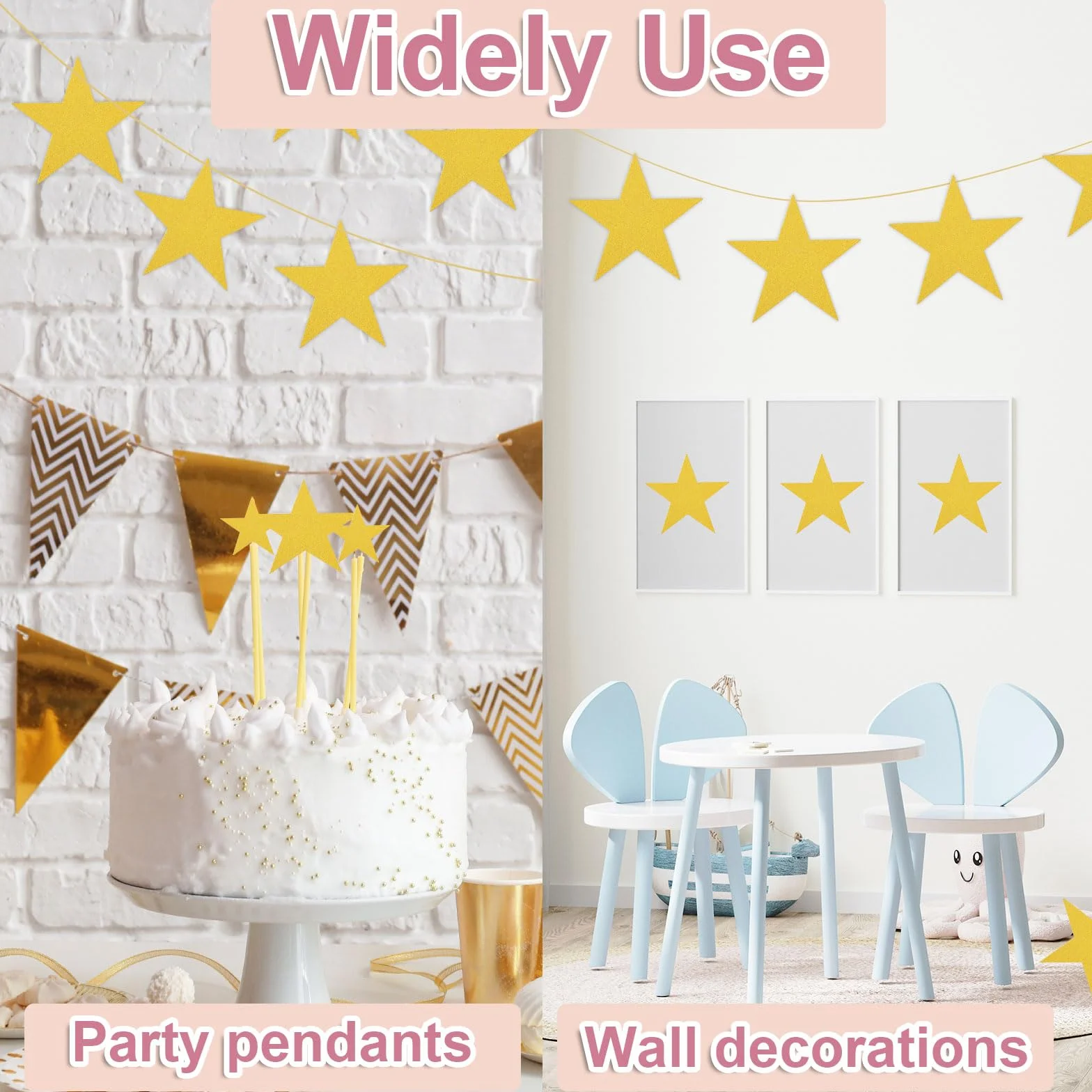 QUARKZMAN 24 Pcs 6" Double Printed Paper Stars Cutout Confetti Cardboard Stars Decorations