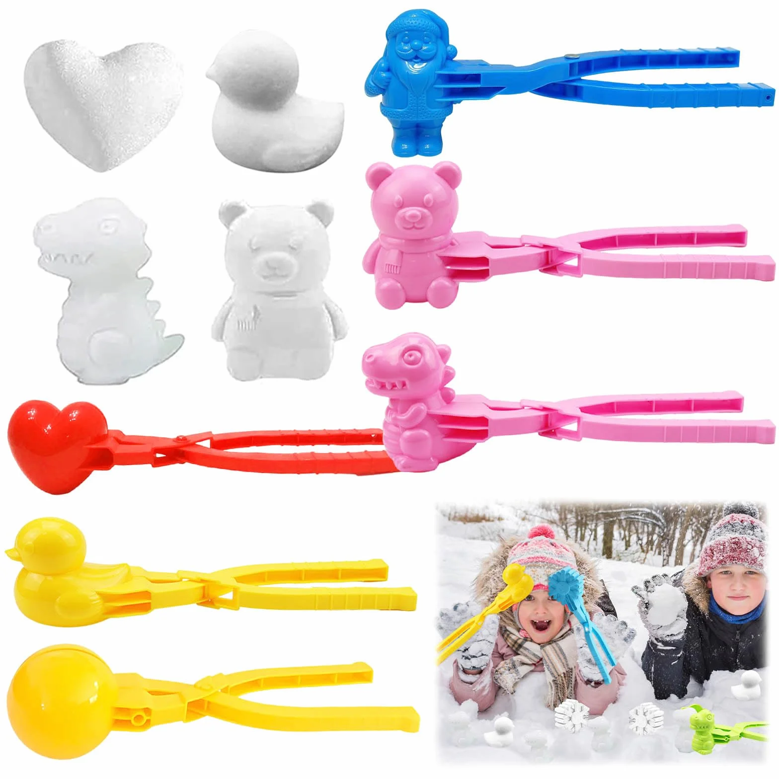 Pince Boule de Neige, 6PCS Moule Boule de Neige, Façonneur de Boules de Neige, Pince à Boules de Neige, Poignée Clip Boule de Neige pour Enfants Jouer en Plein Air et Neige Jeux, Couleur Aléatoire