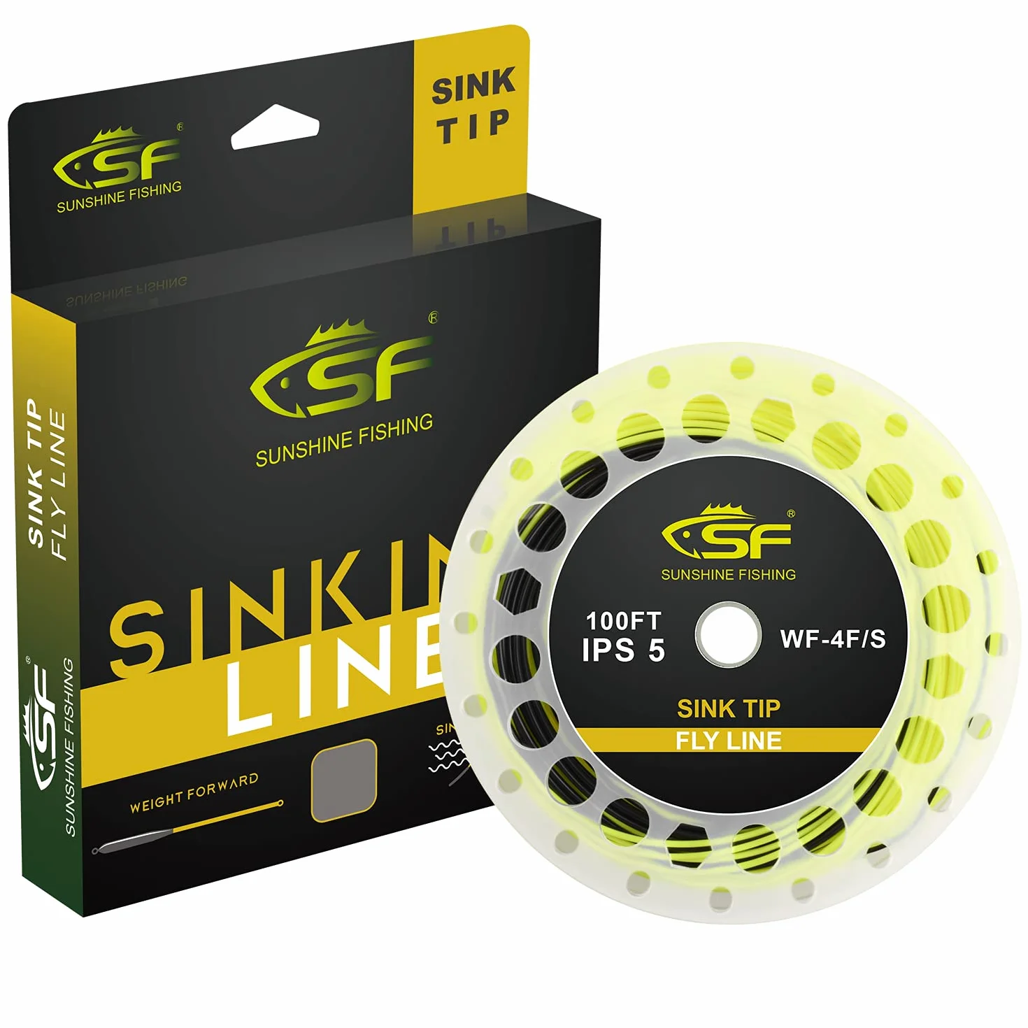 SF Ligne de pêche à la mouche - Coulée complète, Poids-avant - WF 4, 5, 6, 7, 8, 9 - 27 à 30,5 m - IPS3/IPS5, Citron noir., WF9S/S5 100FT IPS5
