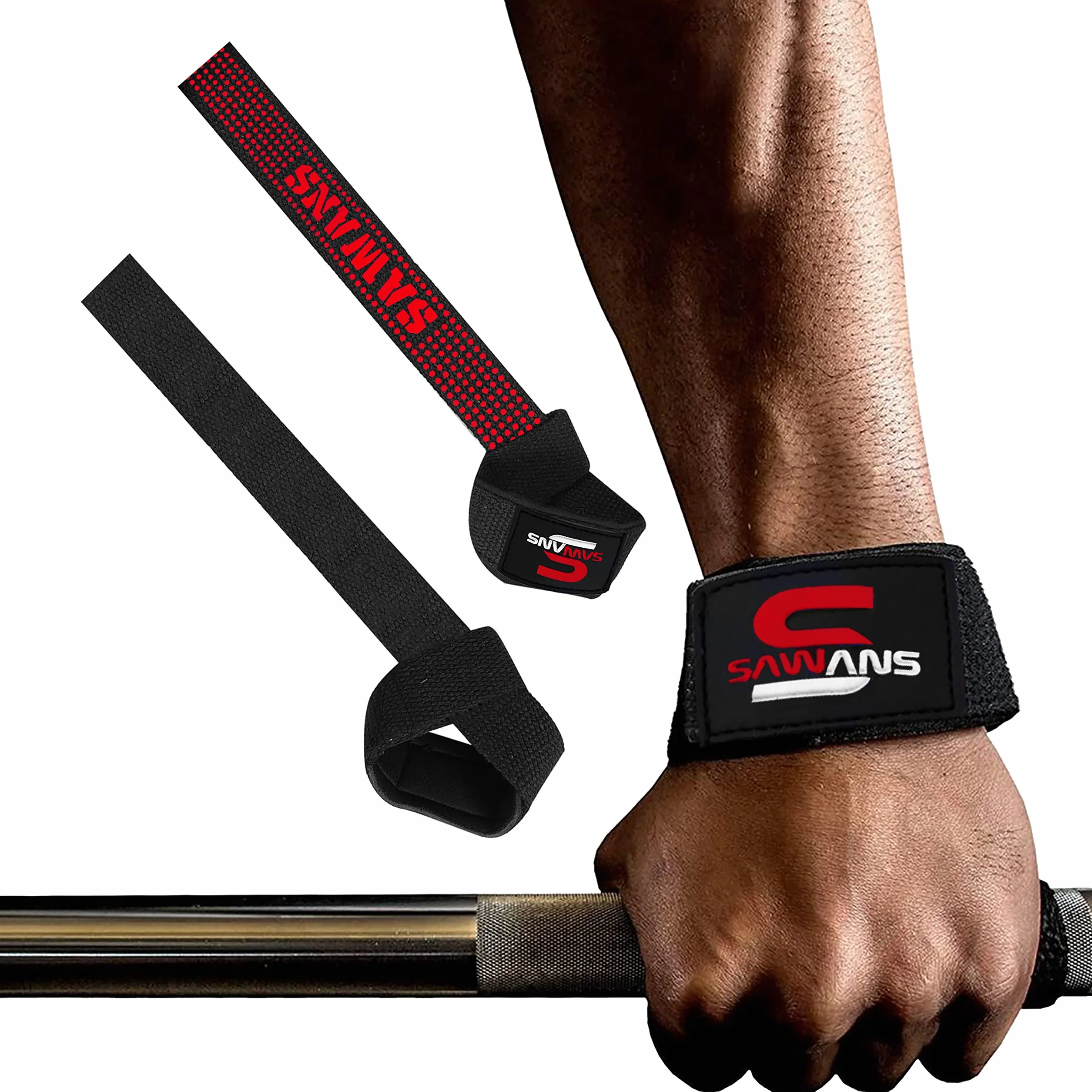 SAWANS Sangles d'haltérophilie rembourrées néoprène pour Musculation Levage Poids Poignets Support