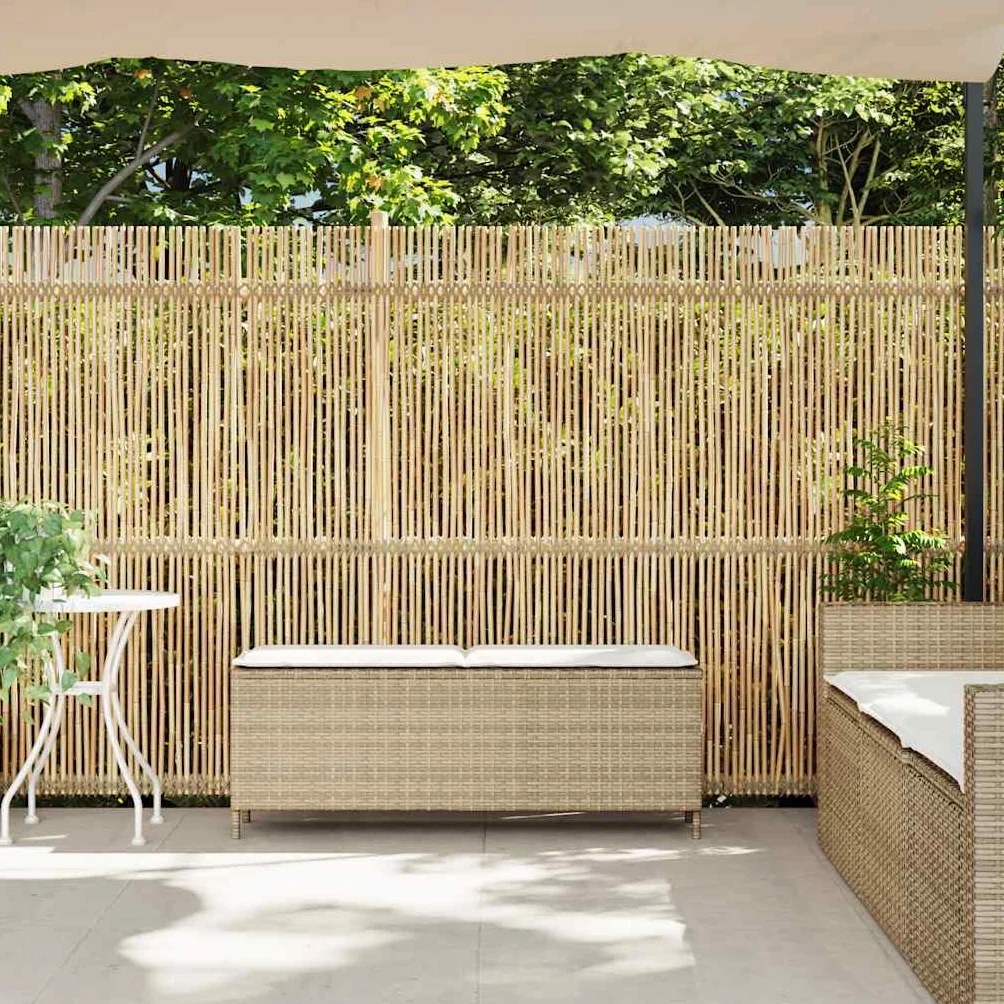 Banc de Jardin en Résine Tressée 110 cm Beige avec Coussin