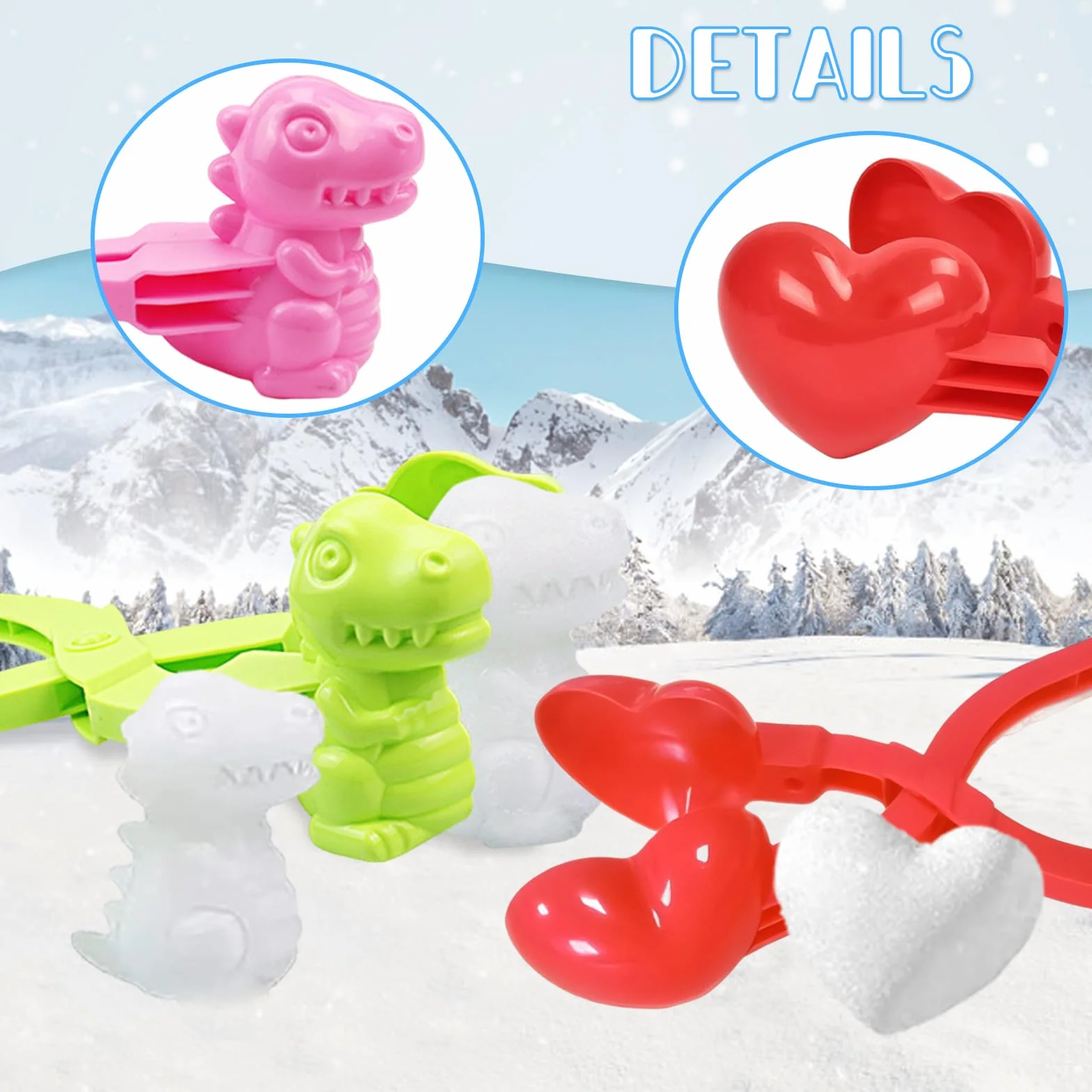 Pince Boule de Neige, 6PCS Moule Boule de Neige, Façonneur de Boules de Neige, Pince à Boules de Neige, Poignée Clip Boule de Neige pour Enfants Jouer en Plein Air et Neige Jeux, Couleur Aléatoire