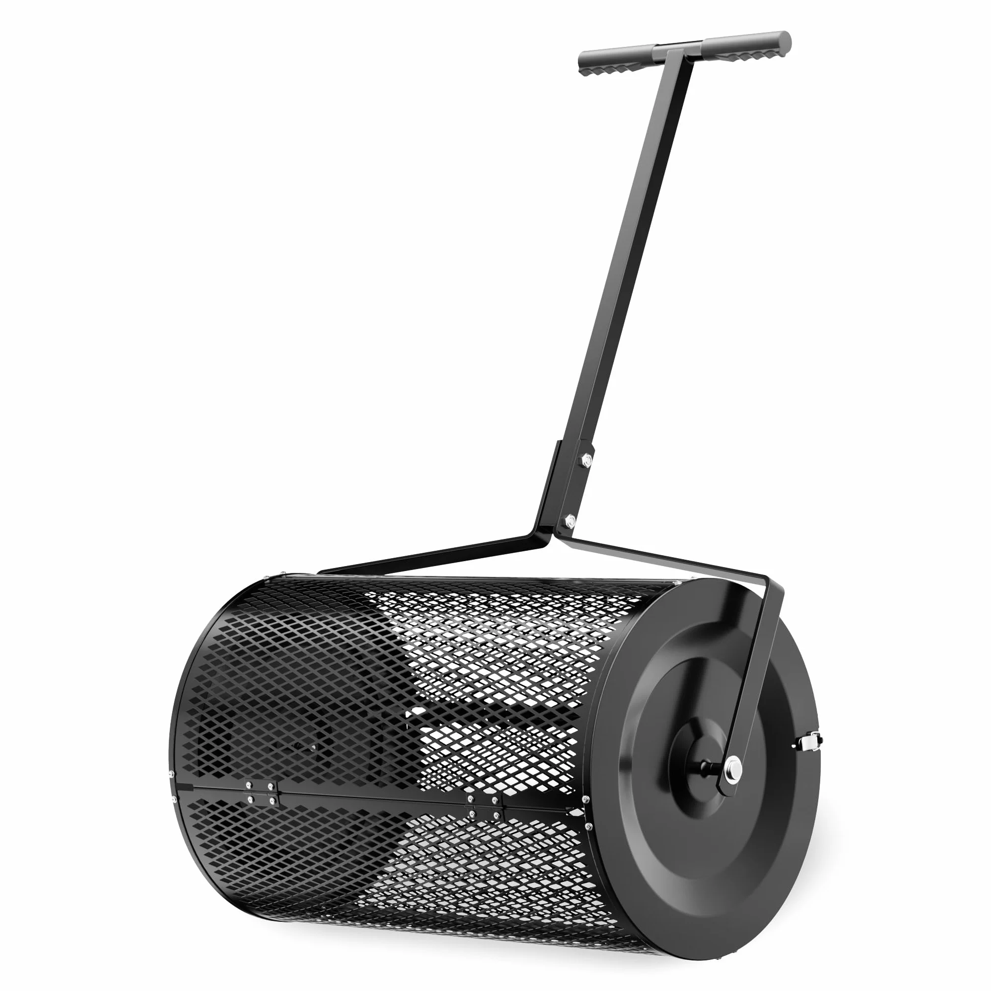 Wiltec Rouleau Épandeur Compost 1100 x 640 x 400 mm Noir Acier Revêtu par poudre 75L Poignée en T Rouleau en treillis