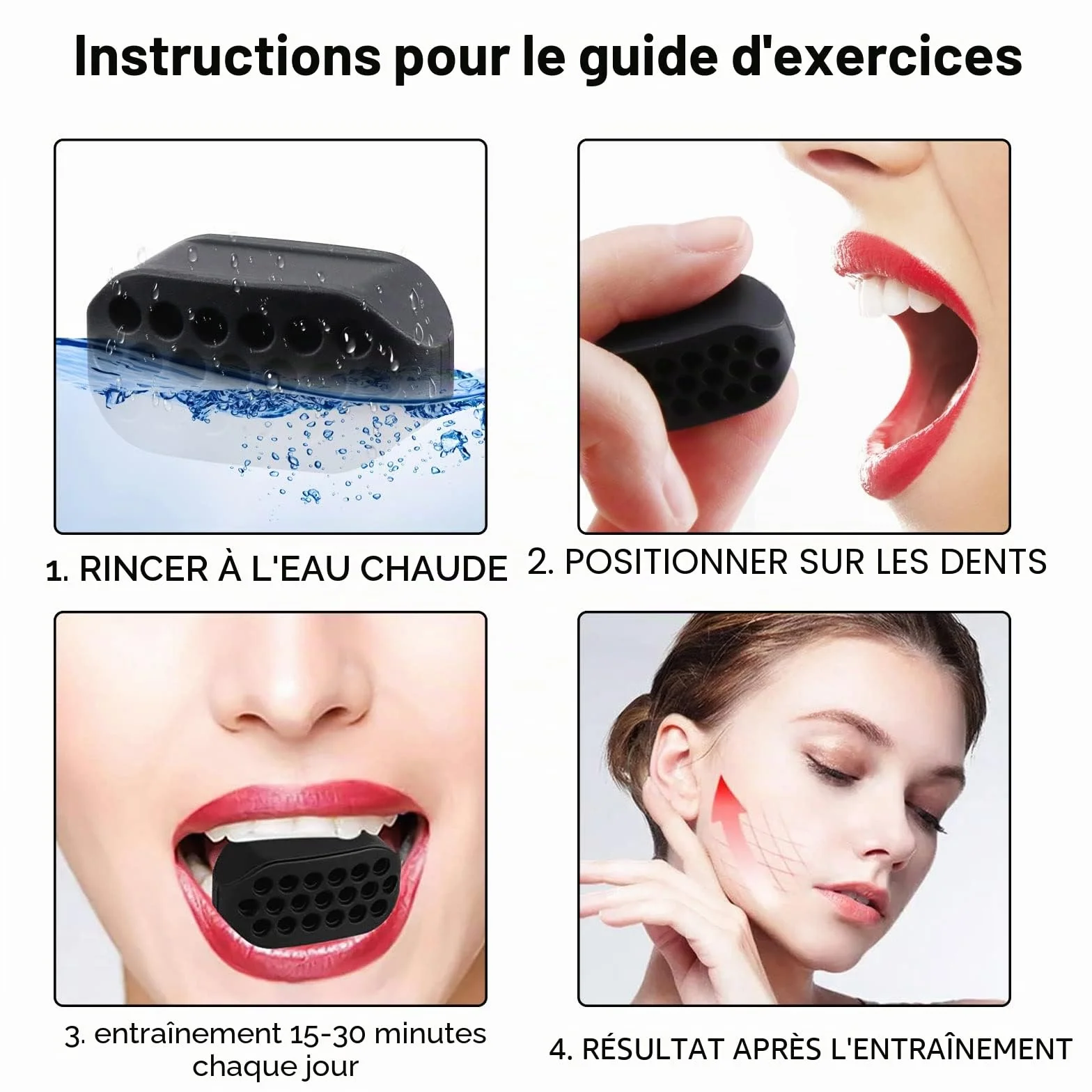 Jaw Trainer Balle Exercice de Mâchoire 6 pièces, Machoire Musculation, Exerciseur de Mâchoire Femmes Hommes, Outil de Beauté du Visage pour renforcer et resserrer la Ligne de la mâchoire et Le Cou