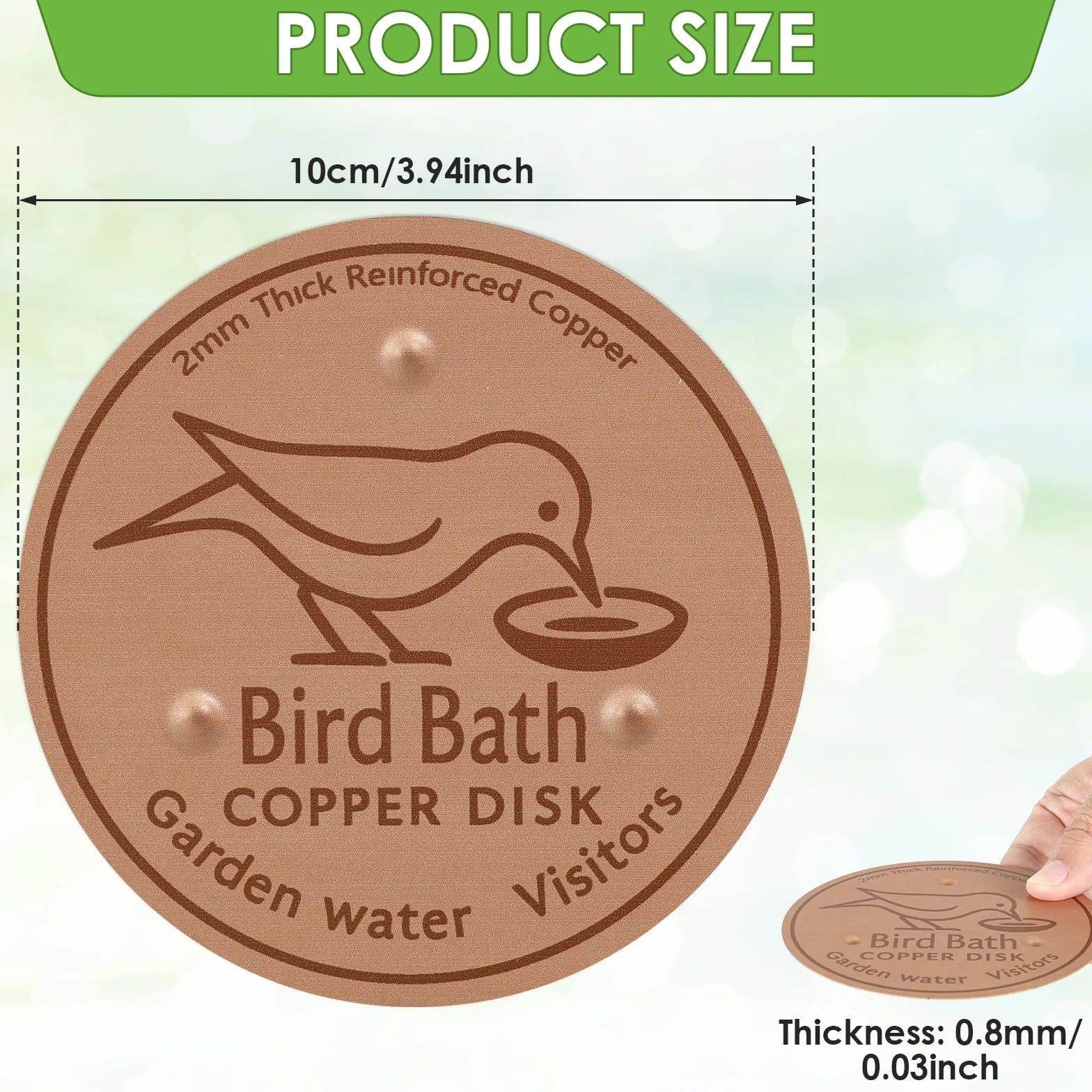 Abreuvoirs à oiseaux avec disque en cuivre 99,99% - Plaque en cuivre 0,8 mm - Lot de 2