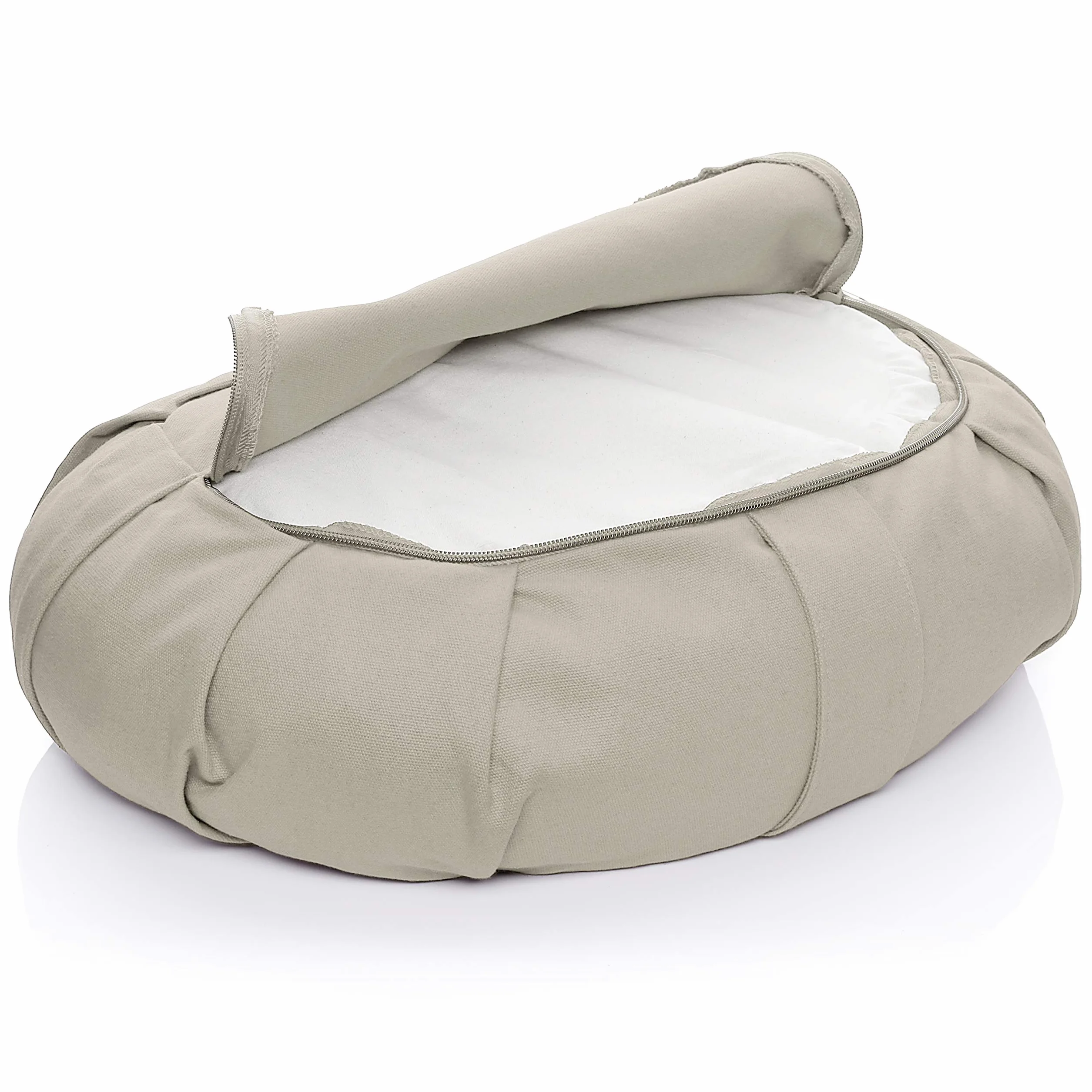 BODYMATE Coussin de yoga demi-lune 42 cm de long, 30 cm de large et 15 cm de haut avec rembourrage en fourrure de sarrasin – Housse lavable en machine en 100% coton extra épais – Coussin de