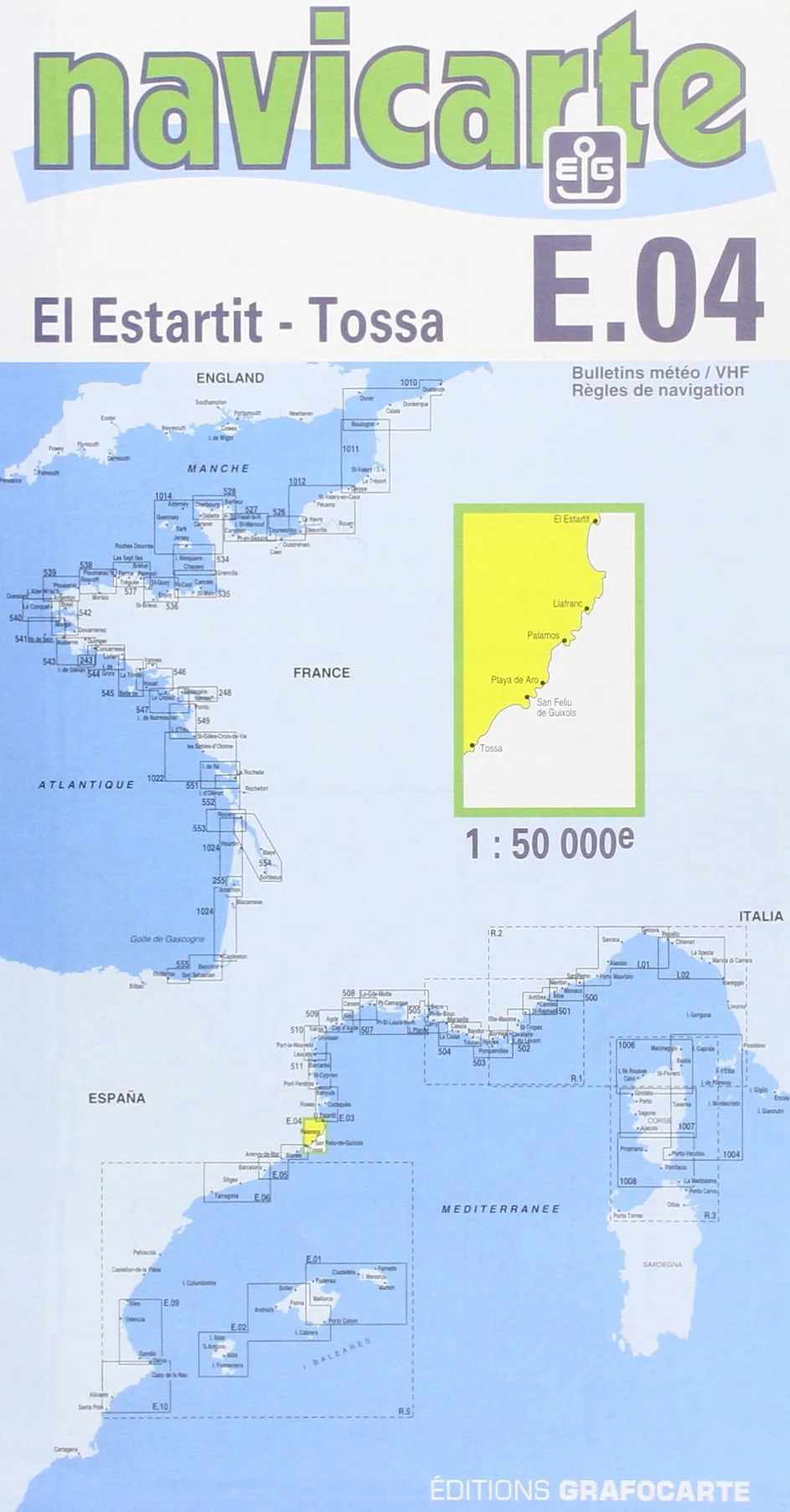 Carte marine El Estartit Tossa Costa Brava en espagnol