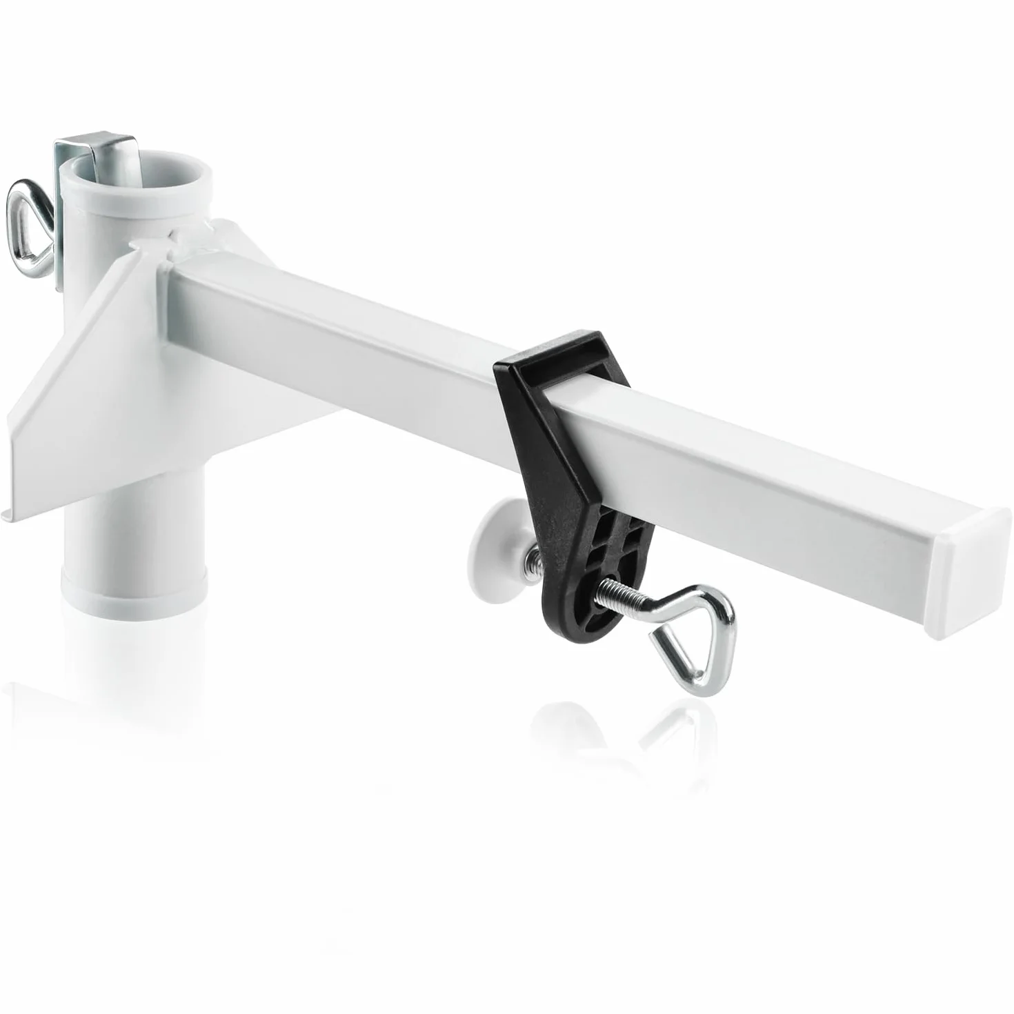 Com-Four Porte-Parasol en Métal Support de Balcon pour Parasols Extra Large Blanc