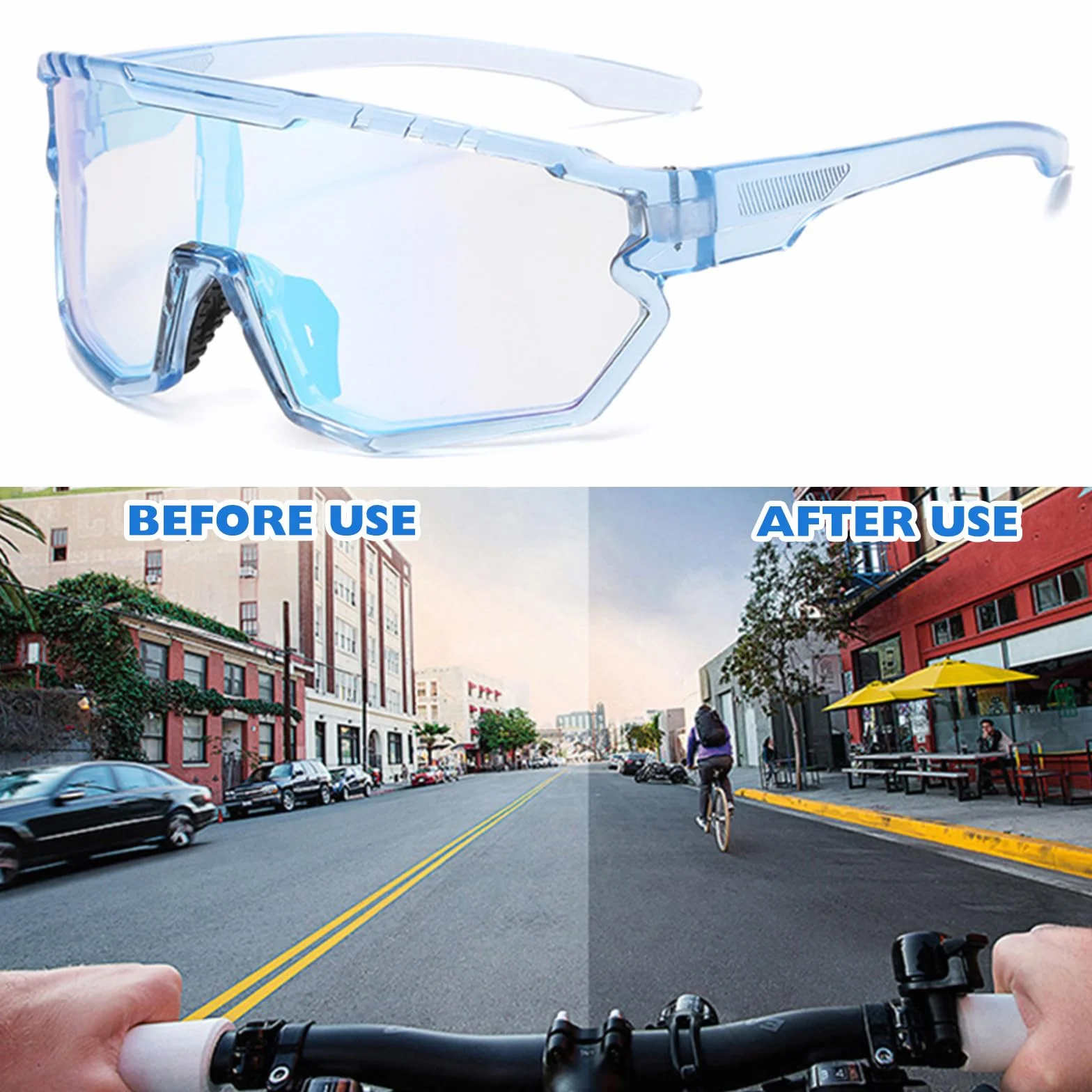 Lunette de Cyclisme Photochromique Homme Femme Lunette Vélo VTT Anti-UV400 Lunettes Photochromiques lunettes Running