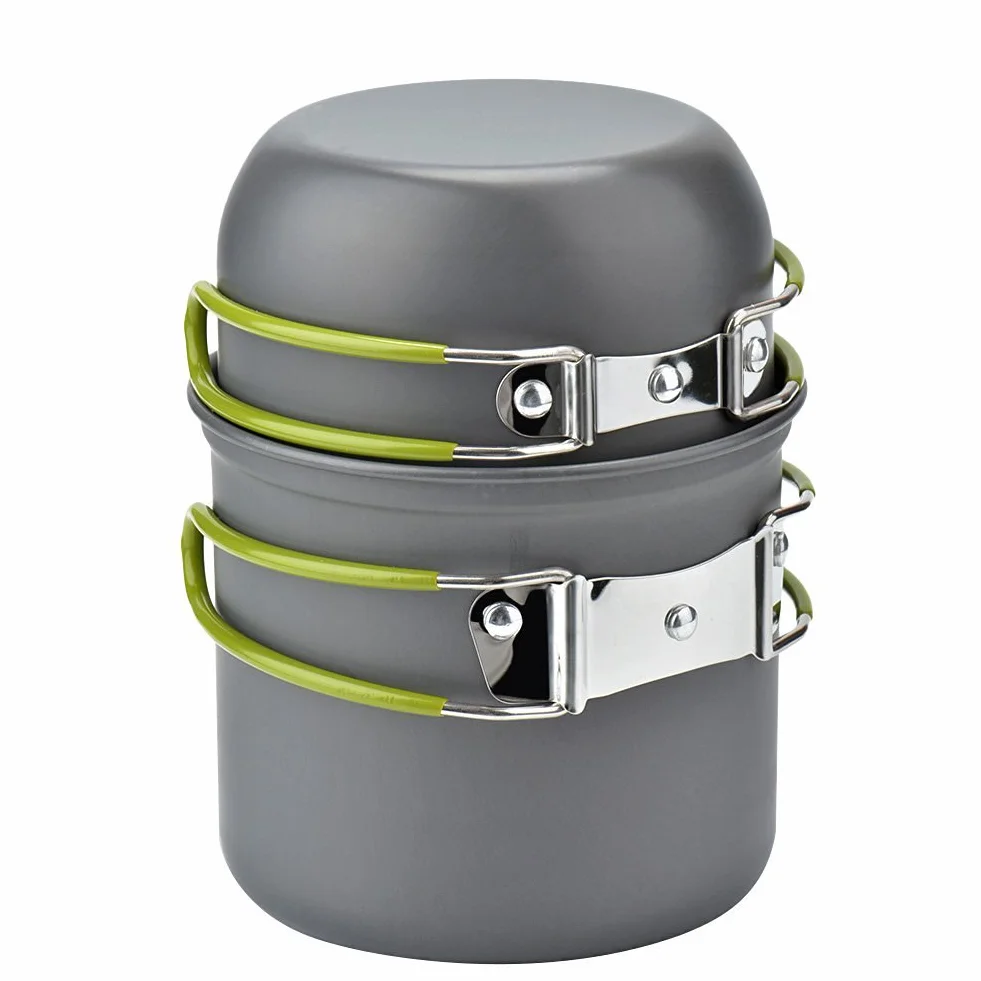 Pique-nique Camping Randonnée Pédestre Pot Pan Cookware Extérieur Casseroles de Cuisine 2 Pièces