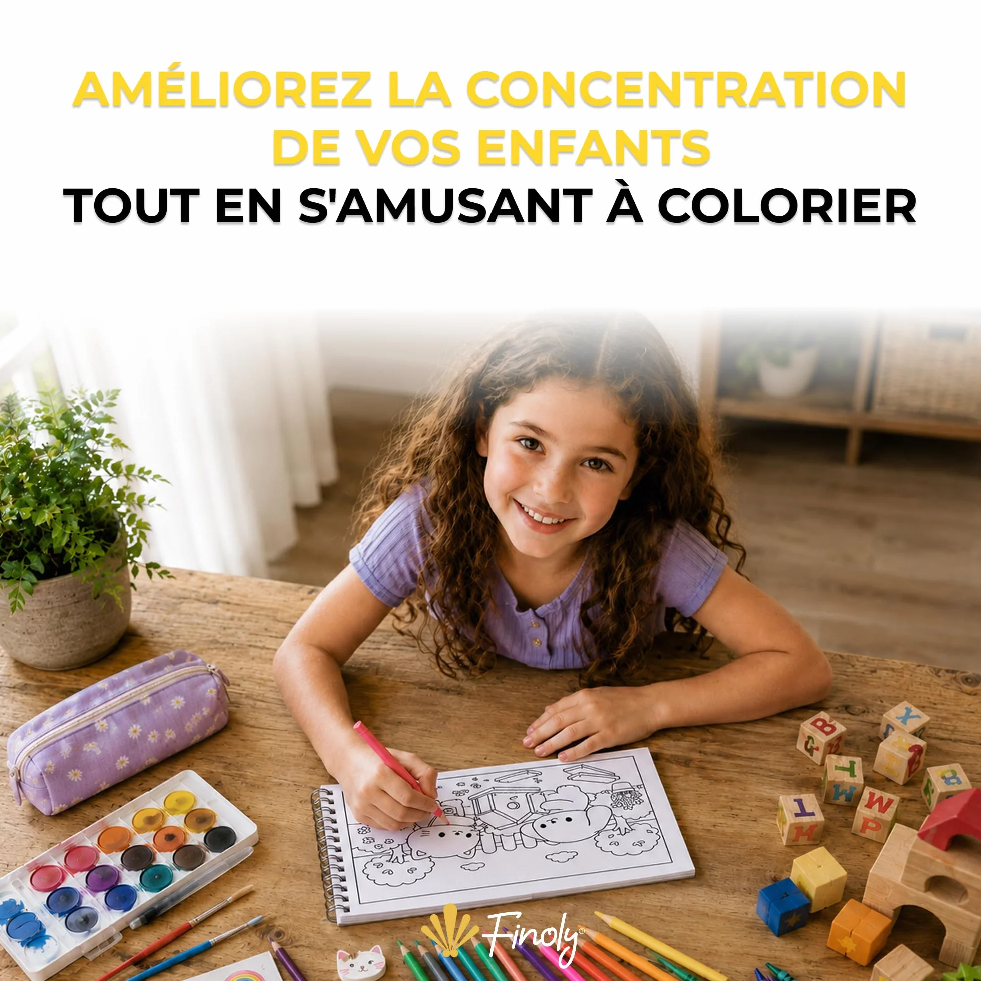 Finoly Livre de Coloriage Adulte A5 80 Dessins Cozy Anti-Stress