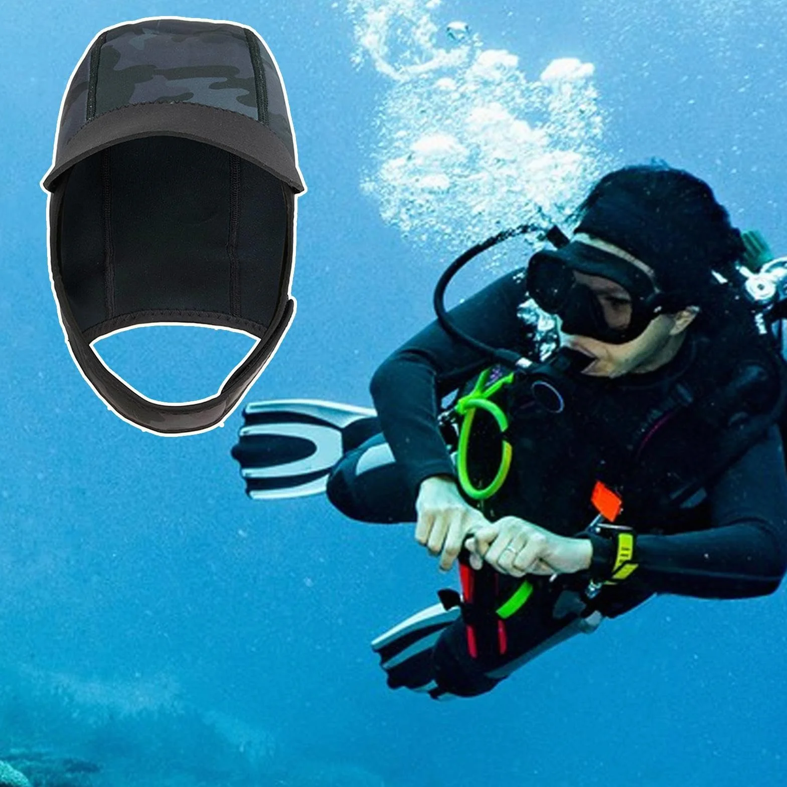 Capuchon de plongée 2 mm | Chapeau de surf en néoprène léger et isolant, accessoire anti-connecté et anti-UV pour sports nautiques, tête et oreilles de protection, idéal pour le surf, paddle, apn
