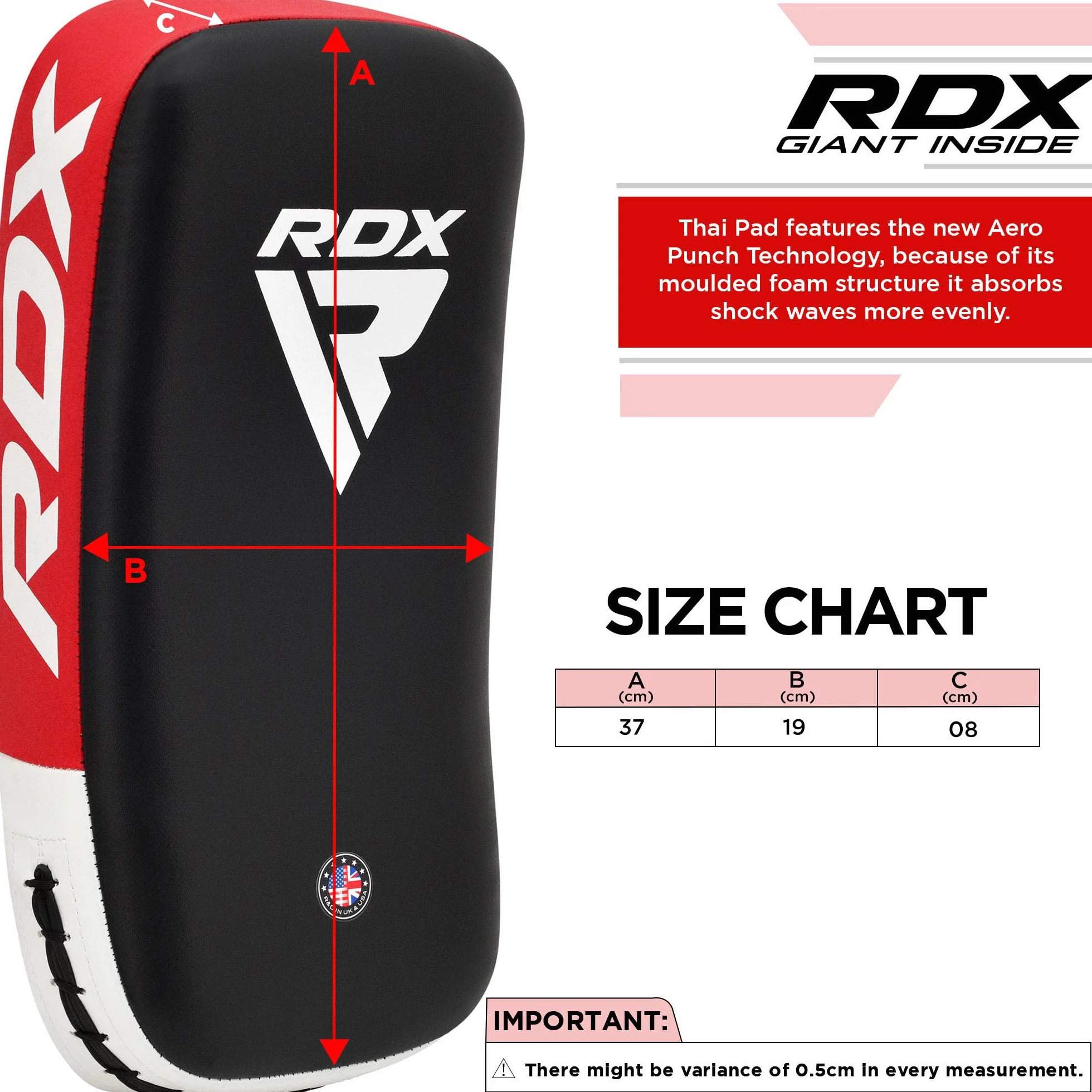 RDX Bouclier de Frappe Pao Boxe Thai Pads, Incurvé Bouclier MMA Coups de Pied Pattes d'ours, Entraînement De Frappe Kickboxing Arts Martiaux Karate Taekwondo Punching Cible (1 PCS Vendu comme Unique)