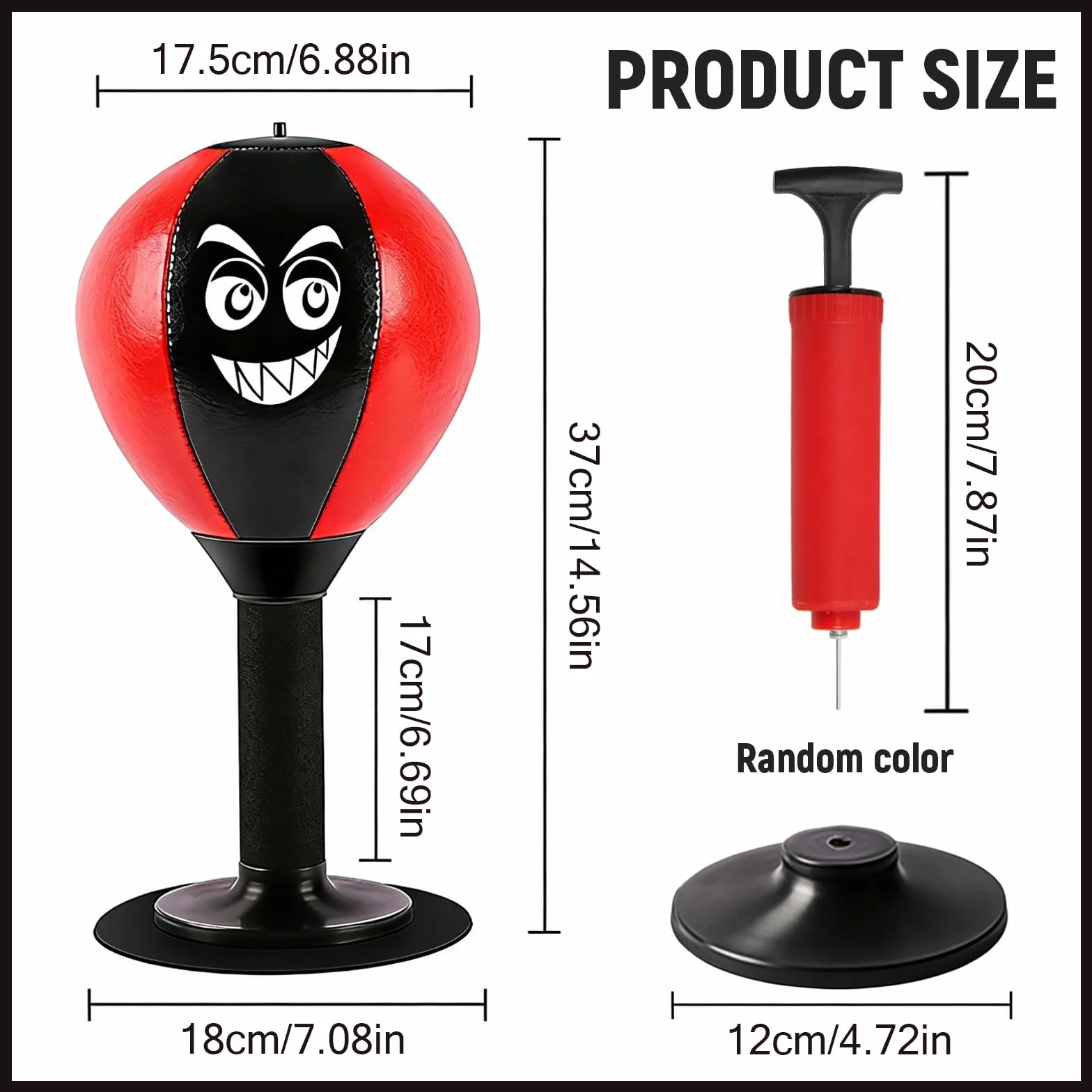 Punching Ball Bureau Gonflable, Sac de Frappe Bureau Ventouse Puissante et Pompe à Air Incluses, Sac de Boxe avec Ressort,Aide à Détendre et à Réduire Le Stress, pour Murs, Carrelage, Bureaux