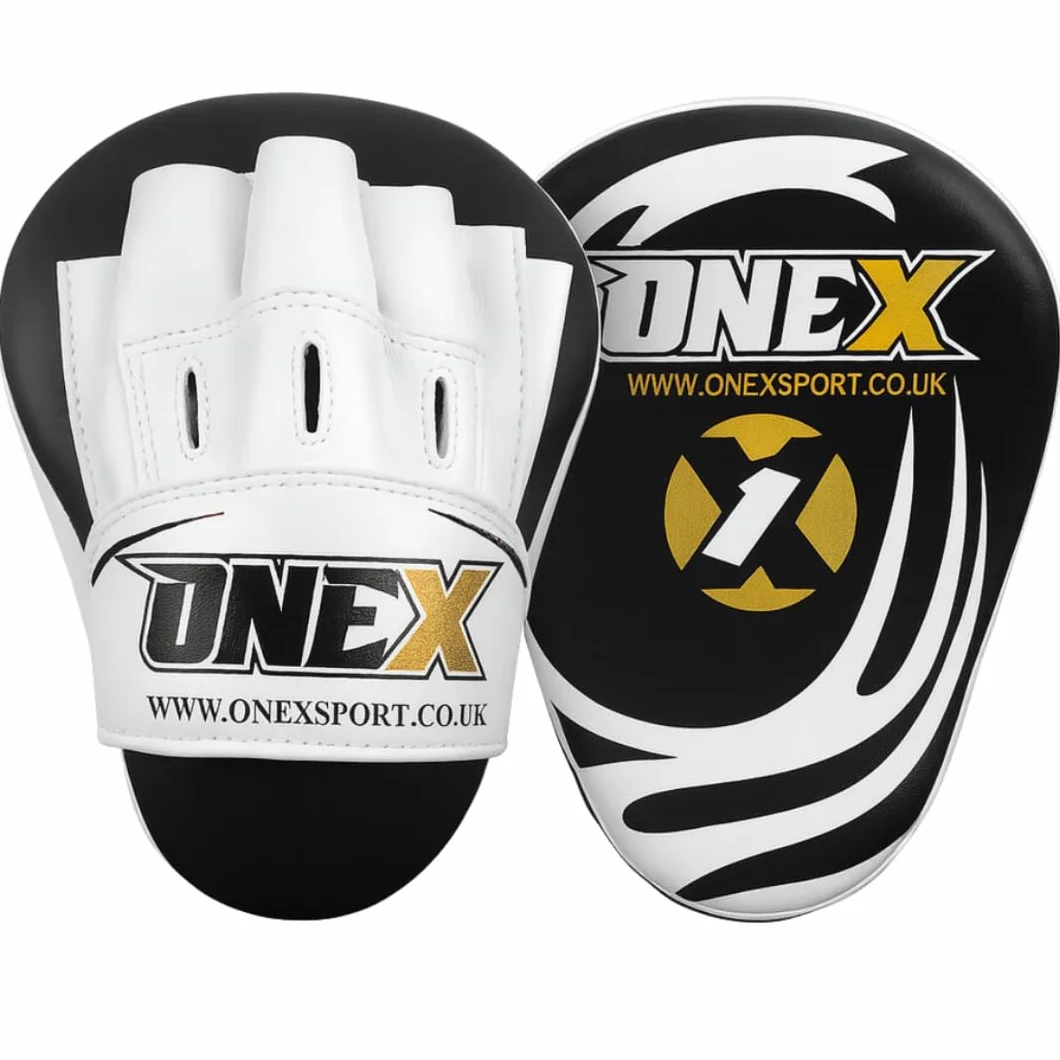 1 Paire de Pattes d'ours Boxe en Cuir Bouclier Courbe pour Boxe Taekwondo Muay Thaï MMA Cible Pad pour l'Entraînement de Sport de Combat (Black/White)