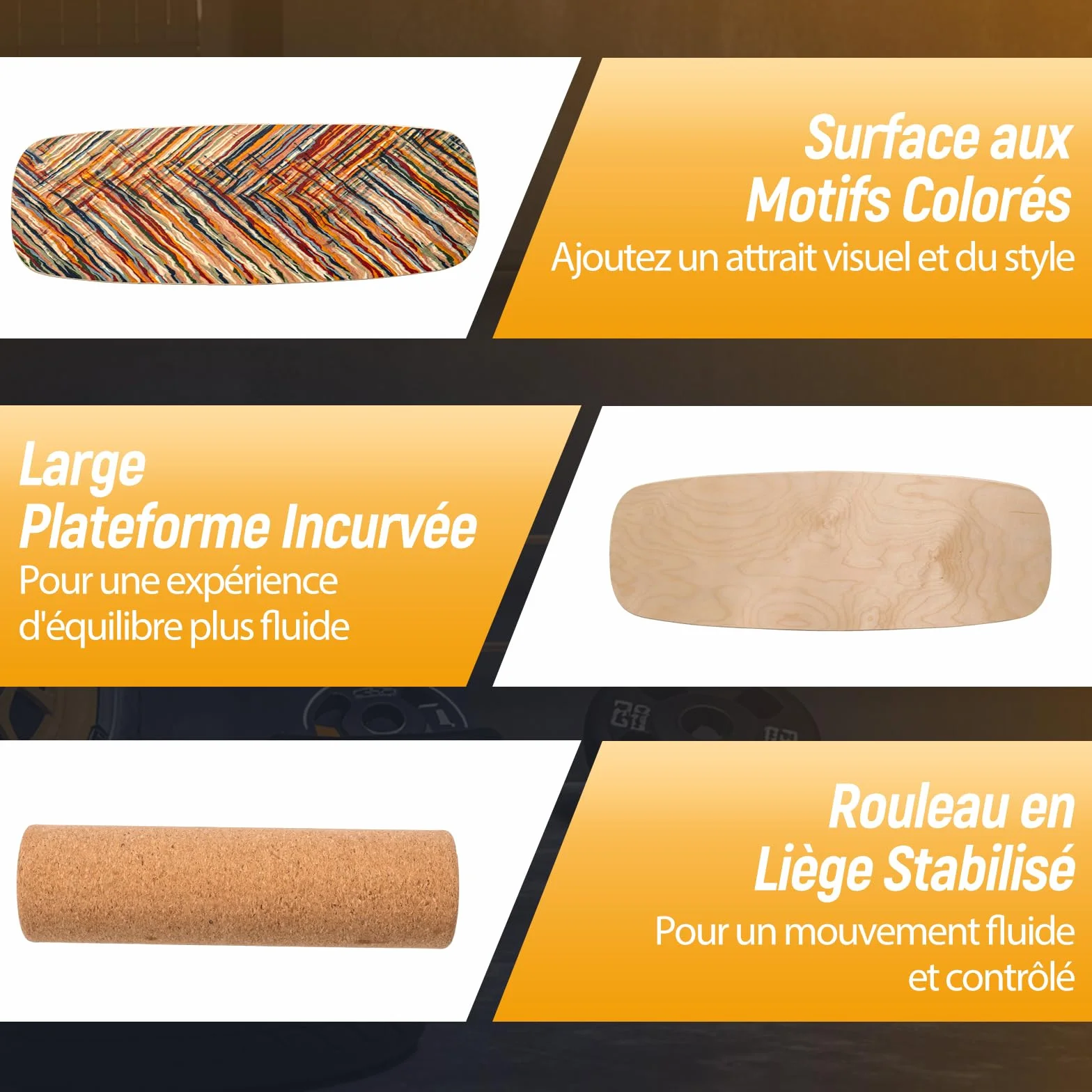 COSTWAY Planche d'Équilibre en Bois avec Rouleau en Liège Stabilisé, Balance Board d'Intérieur à Améliorer Force Centrale&Stabilité, Planche de Surf Avancée pour Yoga, Entraînement du Corps
