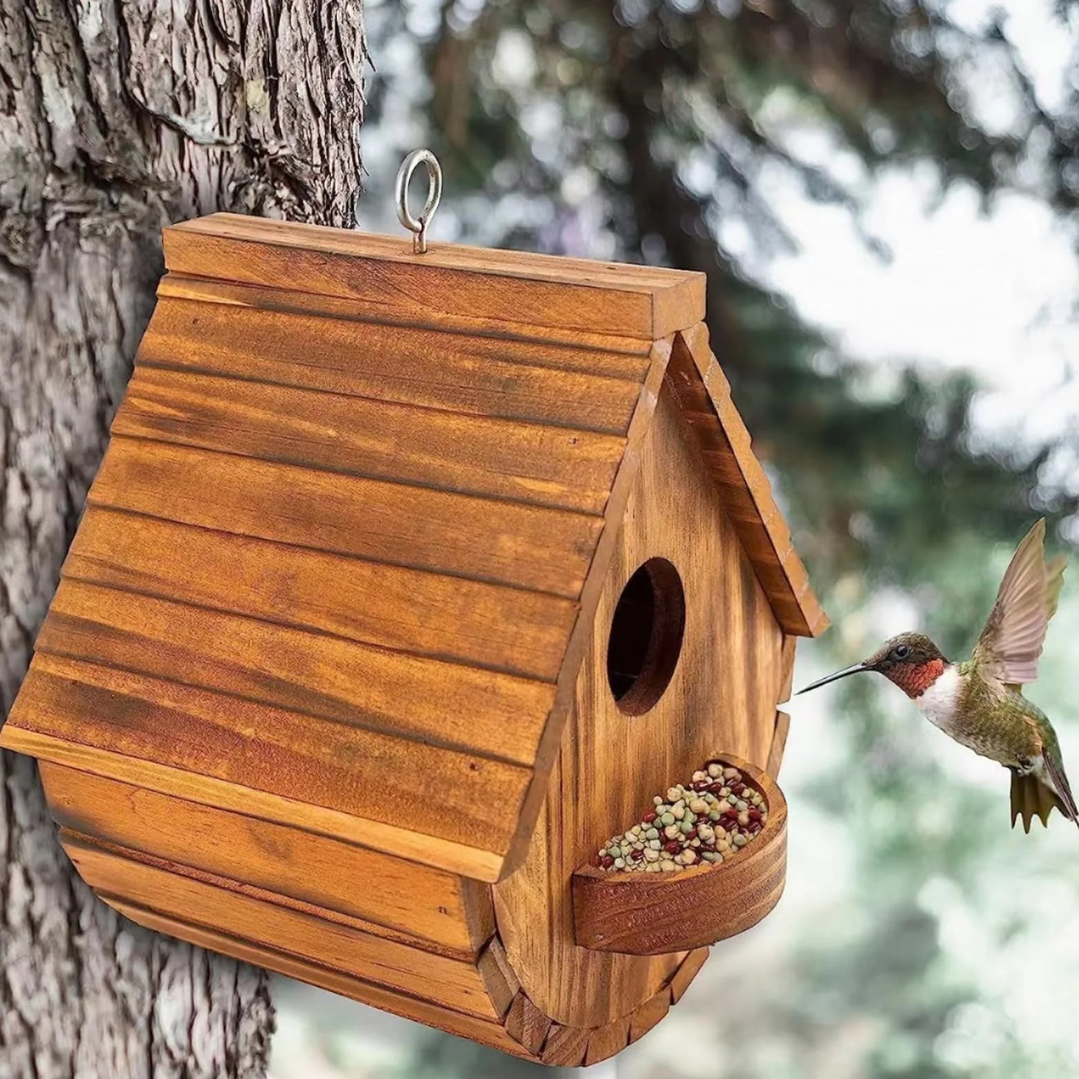 Nichoir pour Oiseaux Exterieur en Bois - Mangeoire Oiseaux Sauvages, résistant aux intempéries