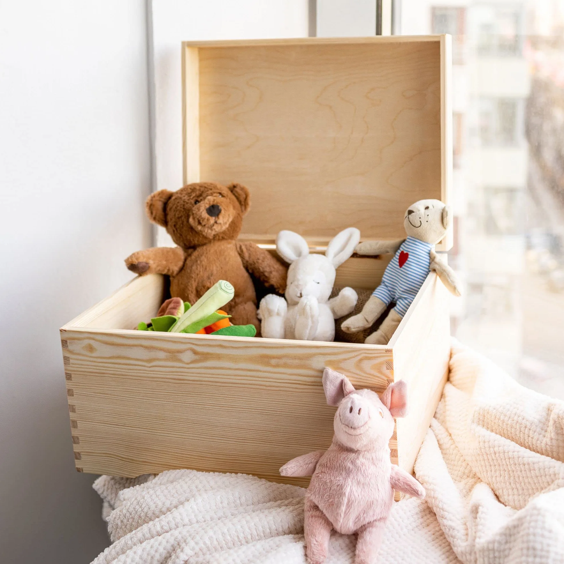 Creative Deco XXL Grande Coffre Rangement en Bois 40 x 30,5 x 24 cm avec Couvercle Organiseur Bureau Noël