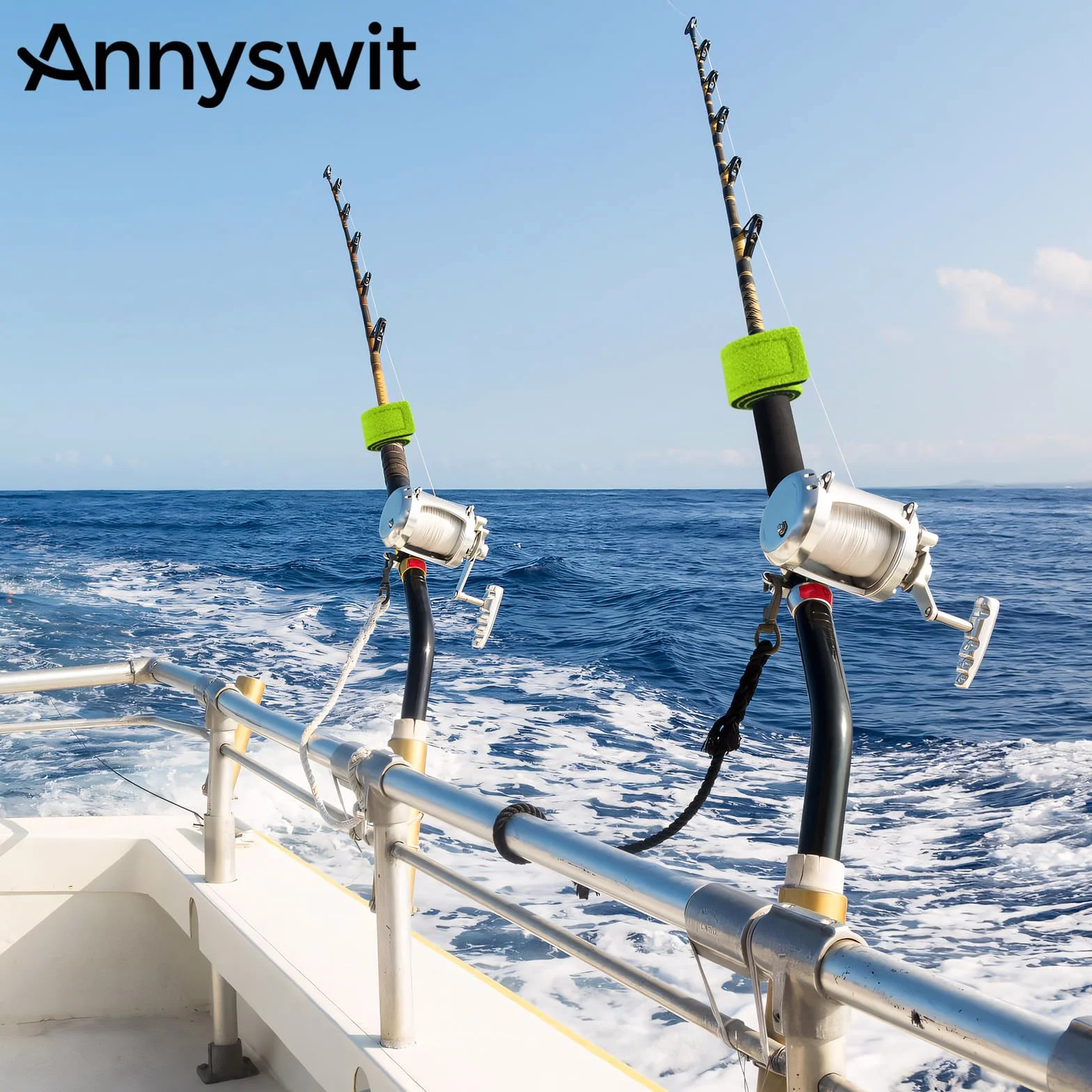 Sangles réglables en néoprène pour canne à pêche - Lot de 12