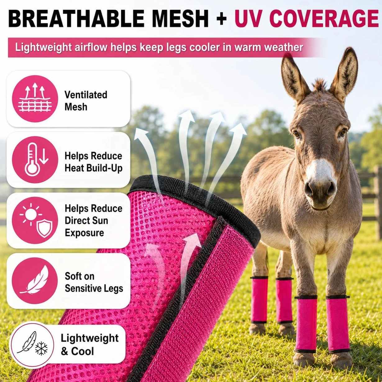 Bottes Anti-Mouches pour Ânes Miniatures Lot De 4 Protection Intégrale Membres Antidérapantes Ajustables