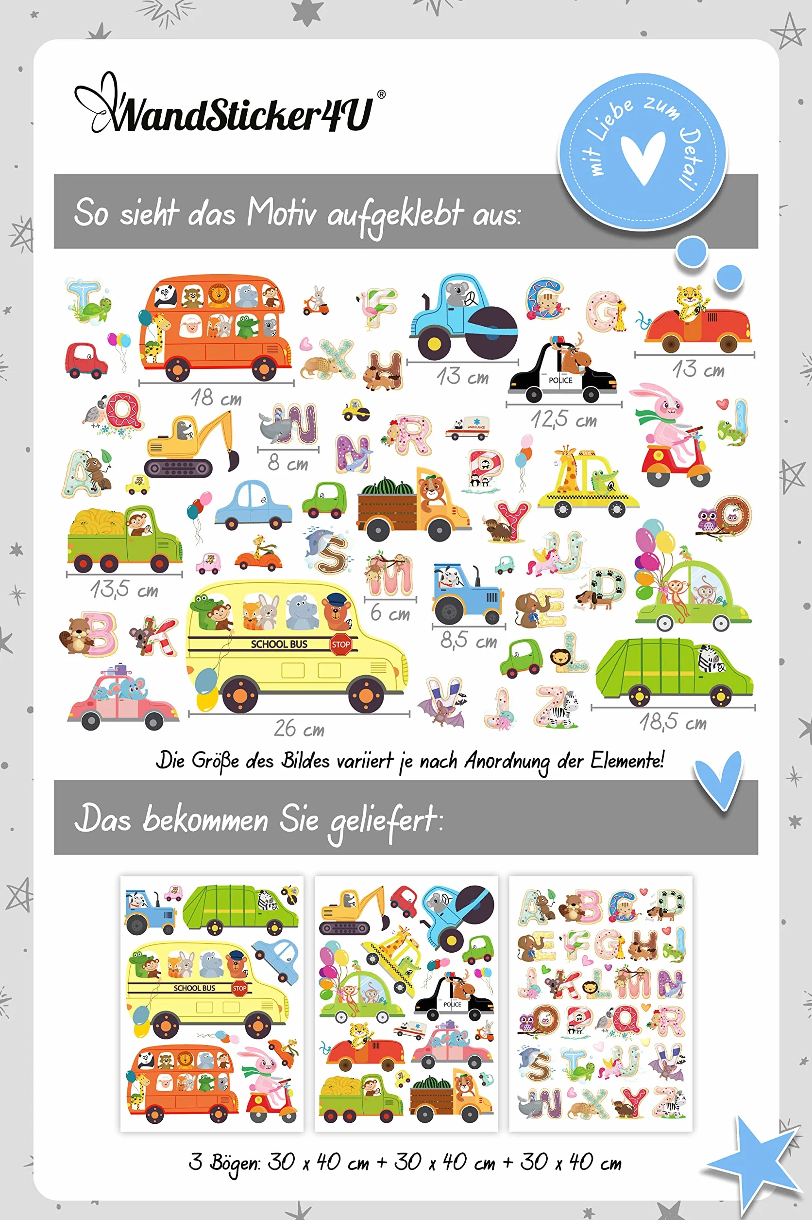 Stickers fenêtre enfant VOITURE + LETTRES réutilisable 62 pièces animaux jungle décoratifs vitres