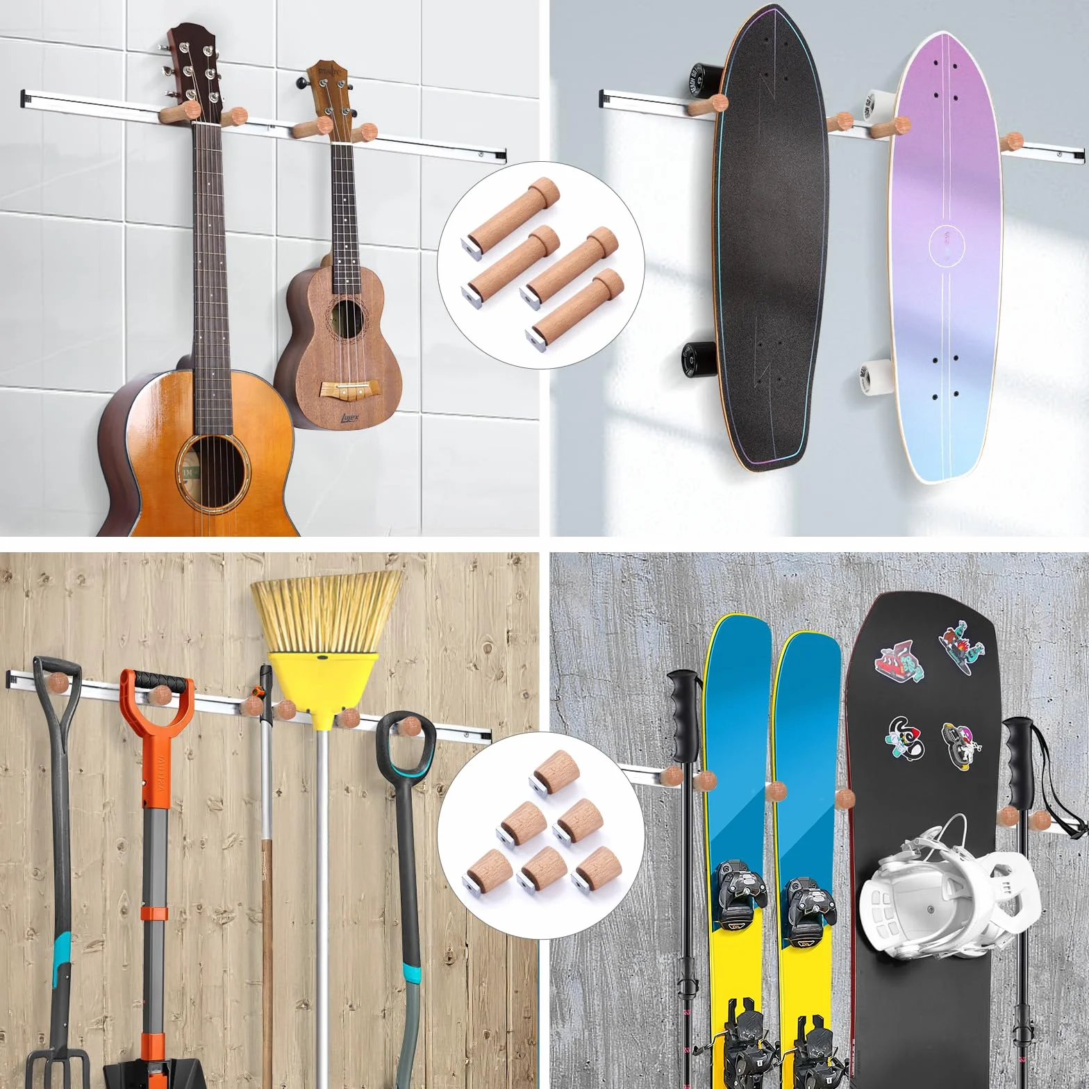 Fuloon Support de Ski et Snowboard Universel Rangement Mural