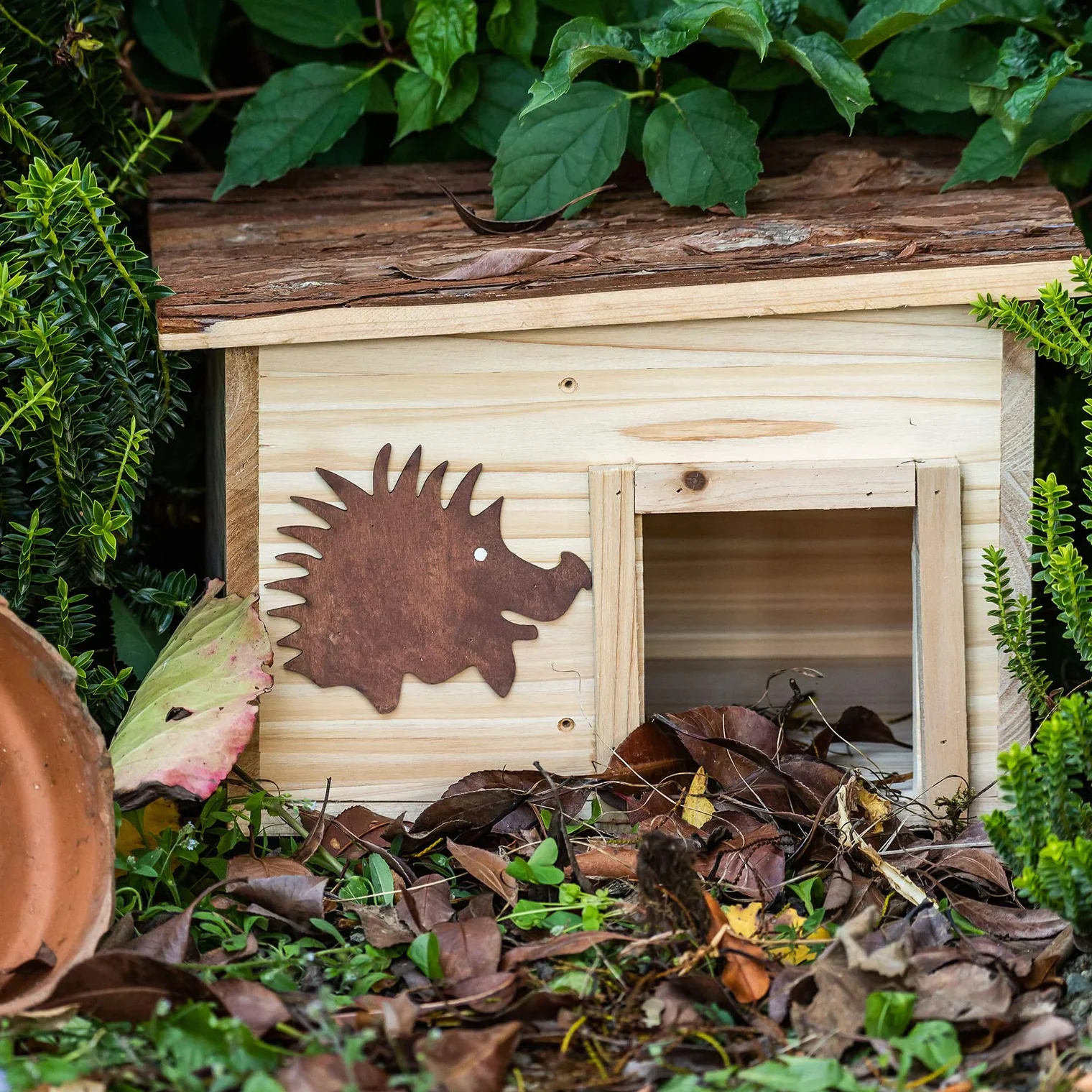 Maison hérisson en bois 32x26x22cm - pension pour hérisson hutte hôtel avec toit amovible