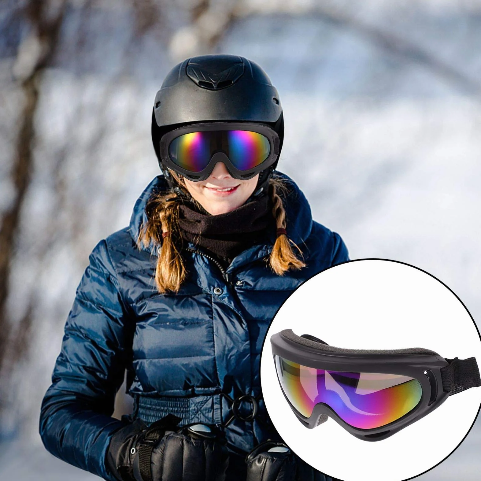 Luxshiny 1 paire Lunettes de Protection Vent pour Ski Cyclisme Pours Événements Plein Air Légères et Confortables Compatible avec Divers Casques