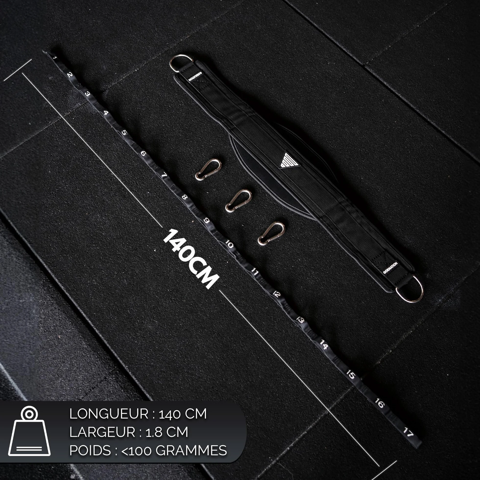 GORNATION Corde Sangle Ceinture Lestée Street Lifting Musculation 1000kg
