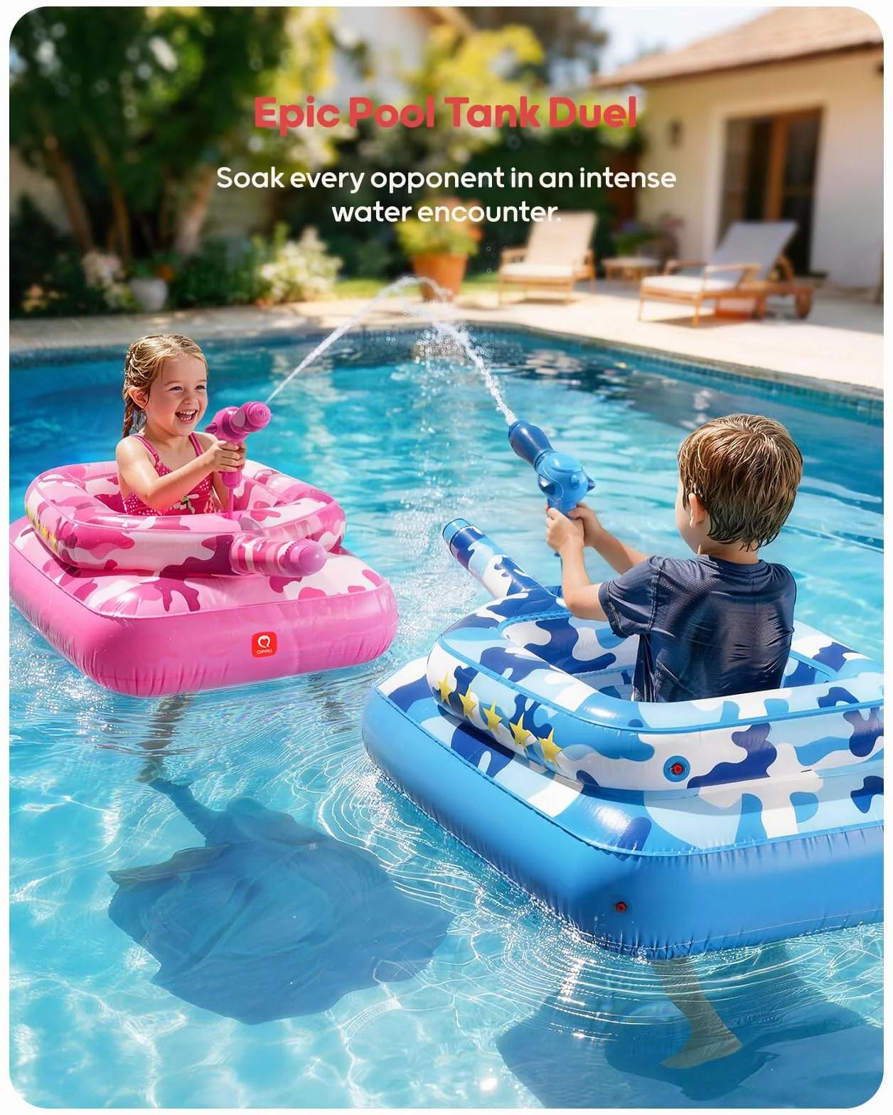 QPAU Flotteur de piscine avec canon à eau 0,35 mm pour enfants 3-6 ans