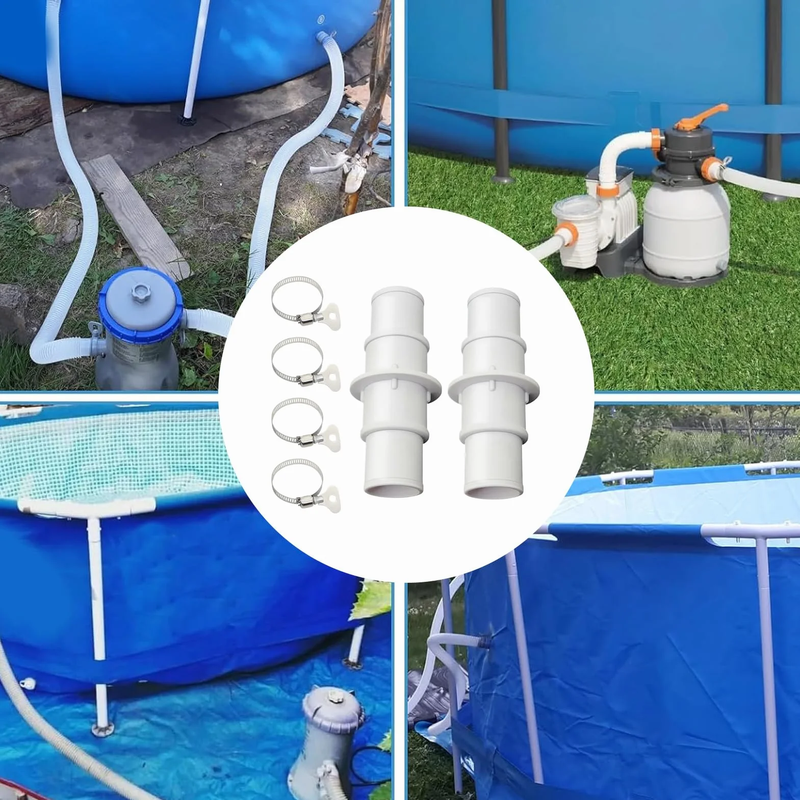 Raccord pour tuyau de pompe de piscine 32 mm ou 38 mm, 2 pièces adaptateur pour aspirateur